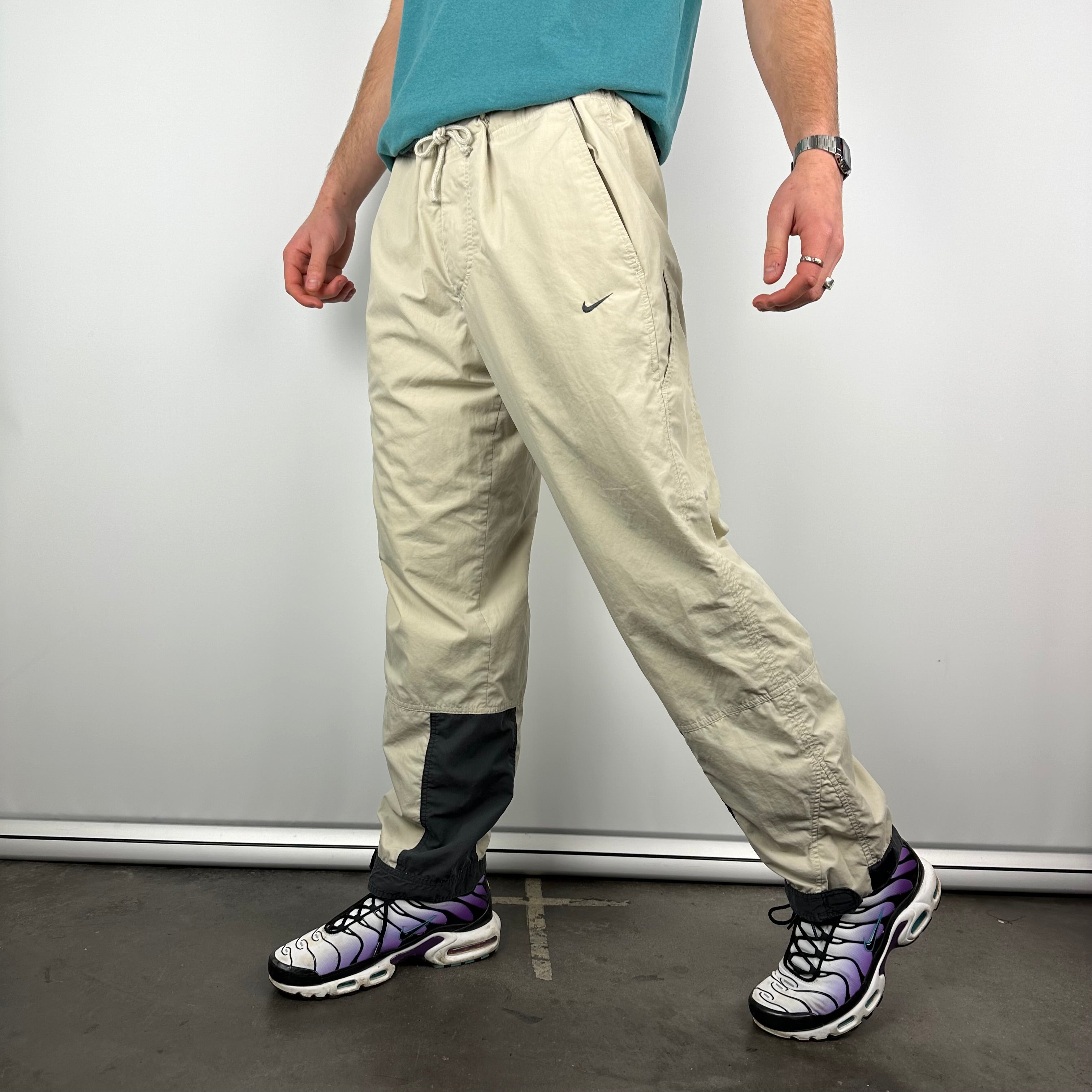 Nike Cream Embroidered Swoosh Track Pants (L)
