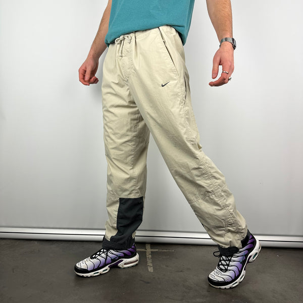 Nike Cream Embroidered Swoosh Track Pants (L)