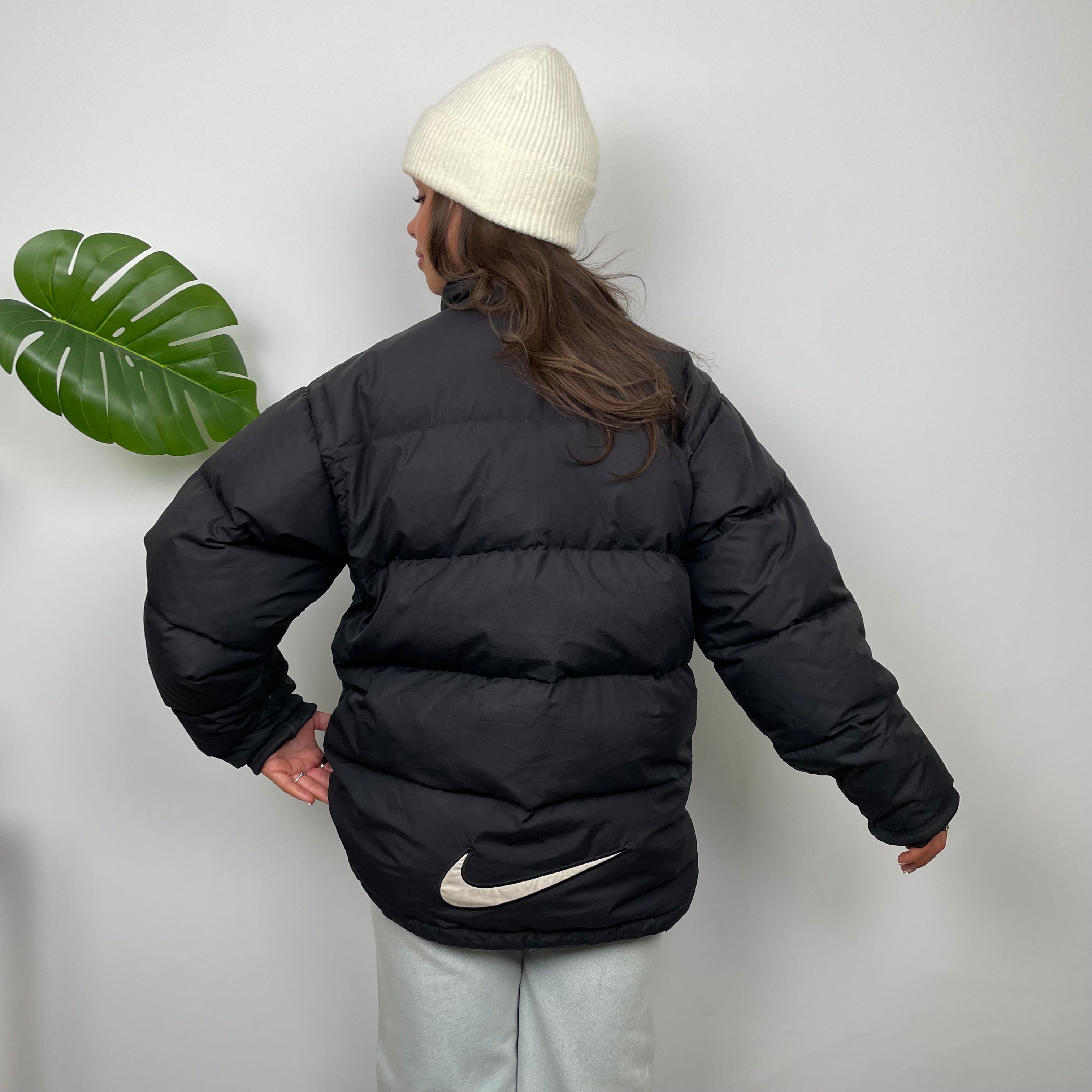 Nike Black Embroidered Swoosh Puffer Jacket (L)