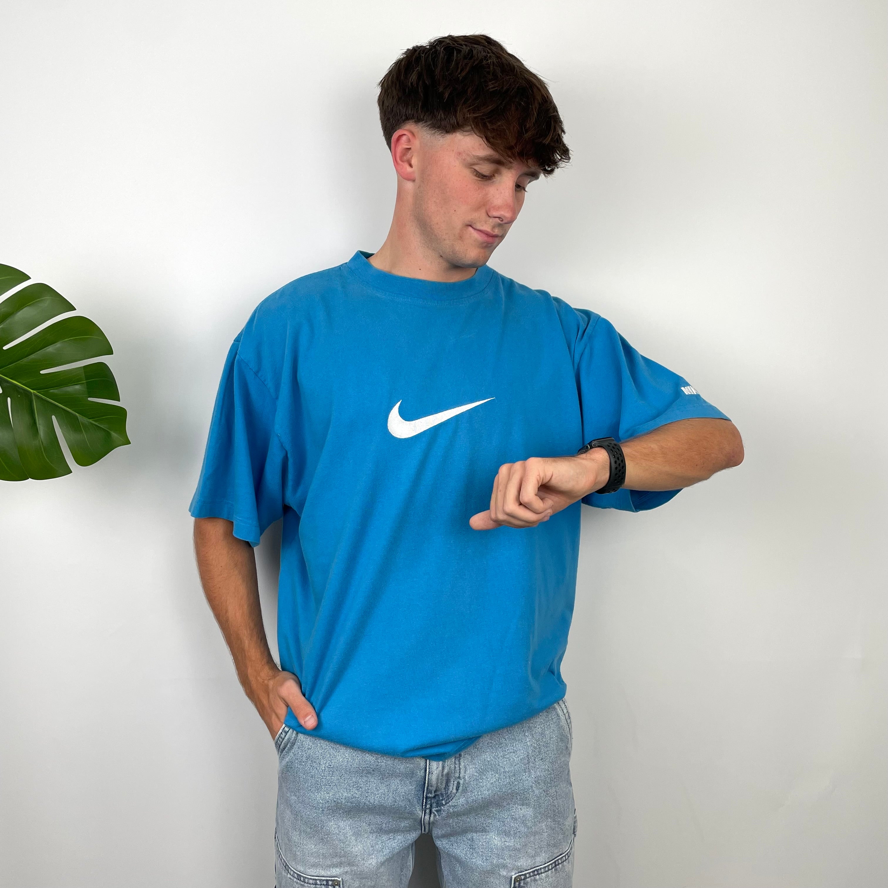 Nike Blue Embroidered Spell Out T Shirt (L)