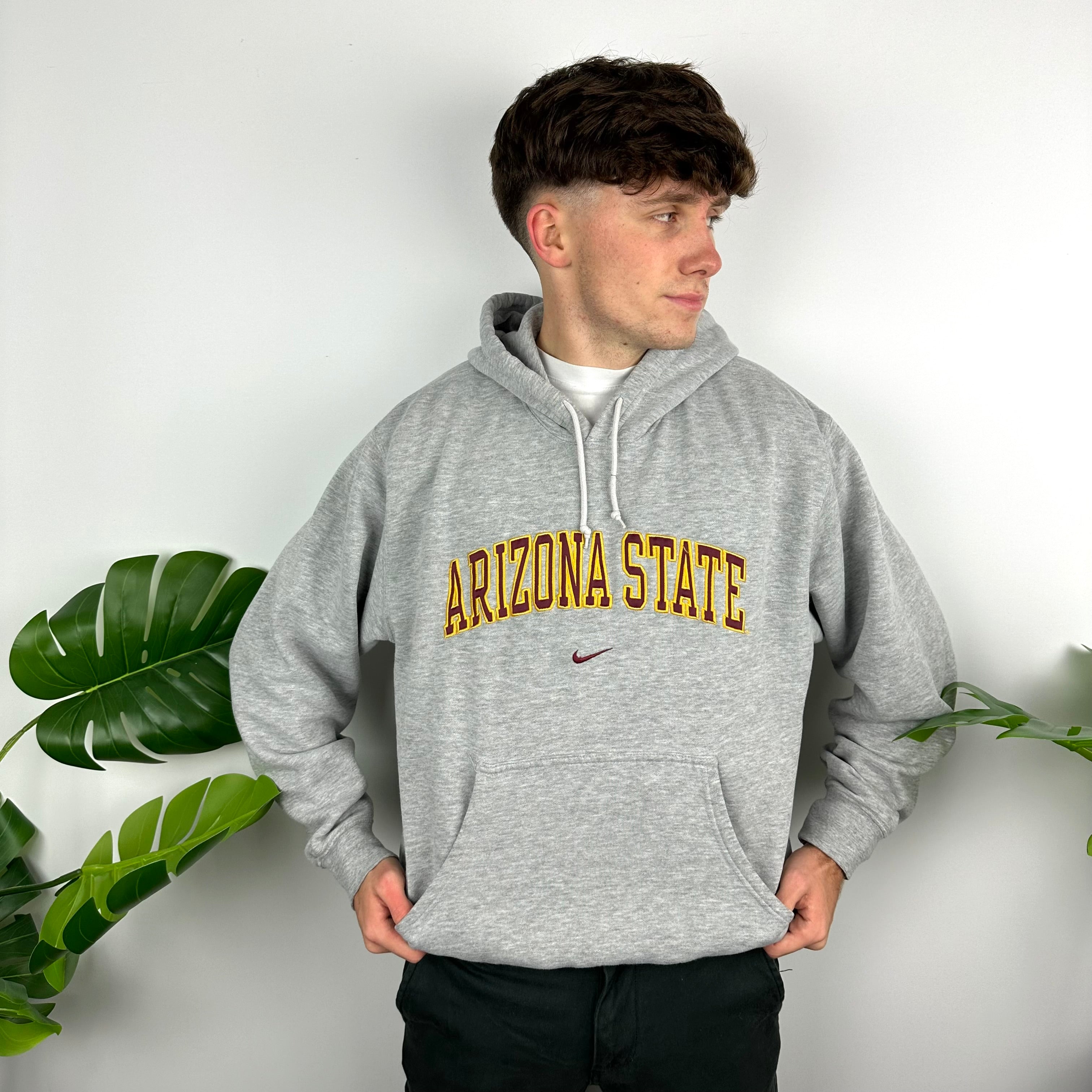 Nike x Arizona State Grey Embroidered Spell Out Hoodie (M)