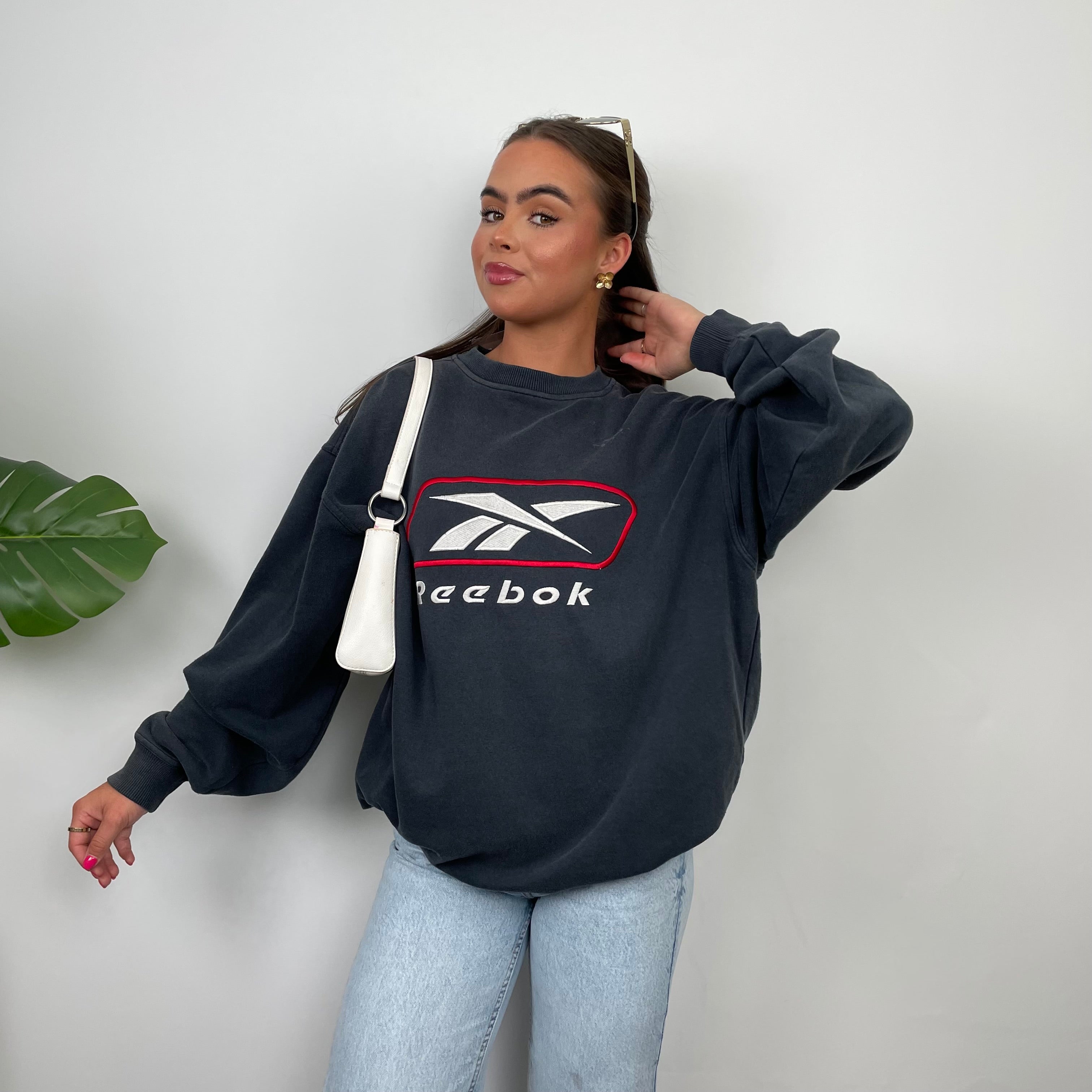 Reebok Black Embroidered Spell Out Sweatshirt (M)