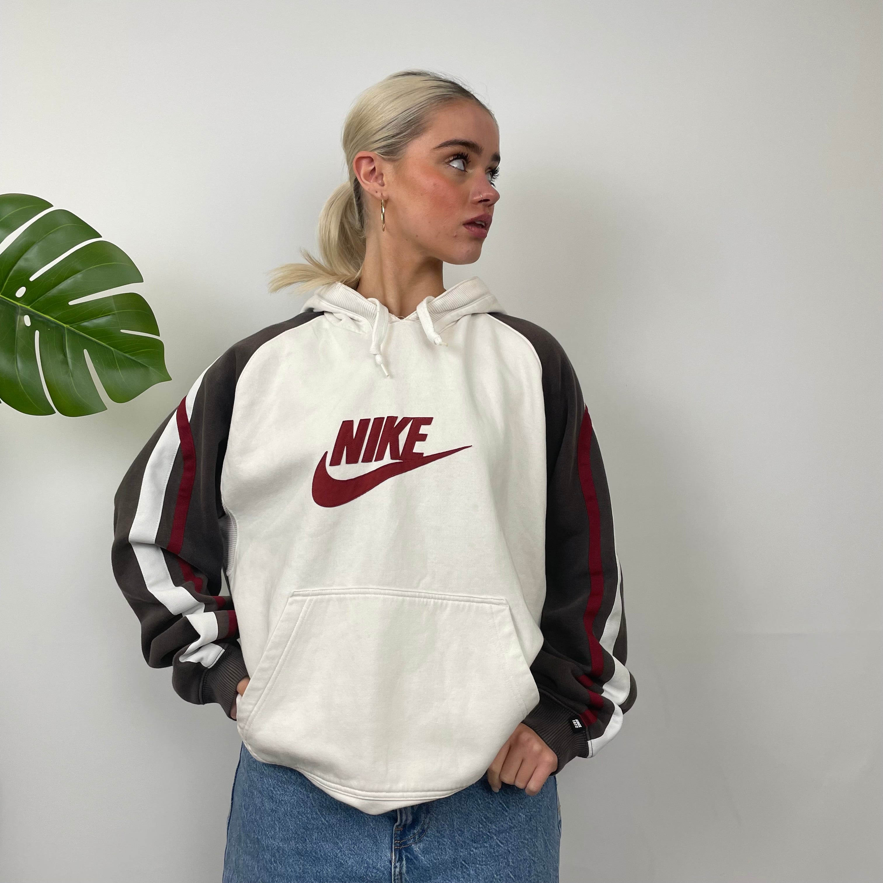 Nike White Embroidered Spell Out Hoodie (M)