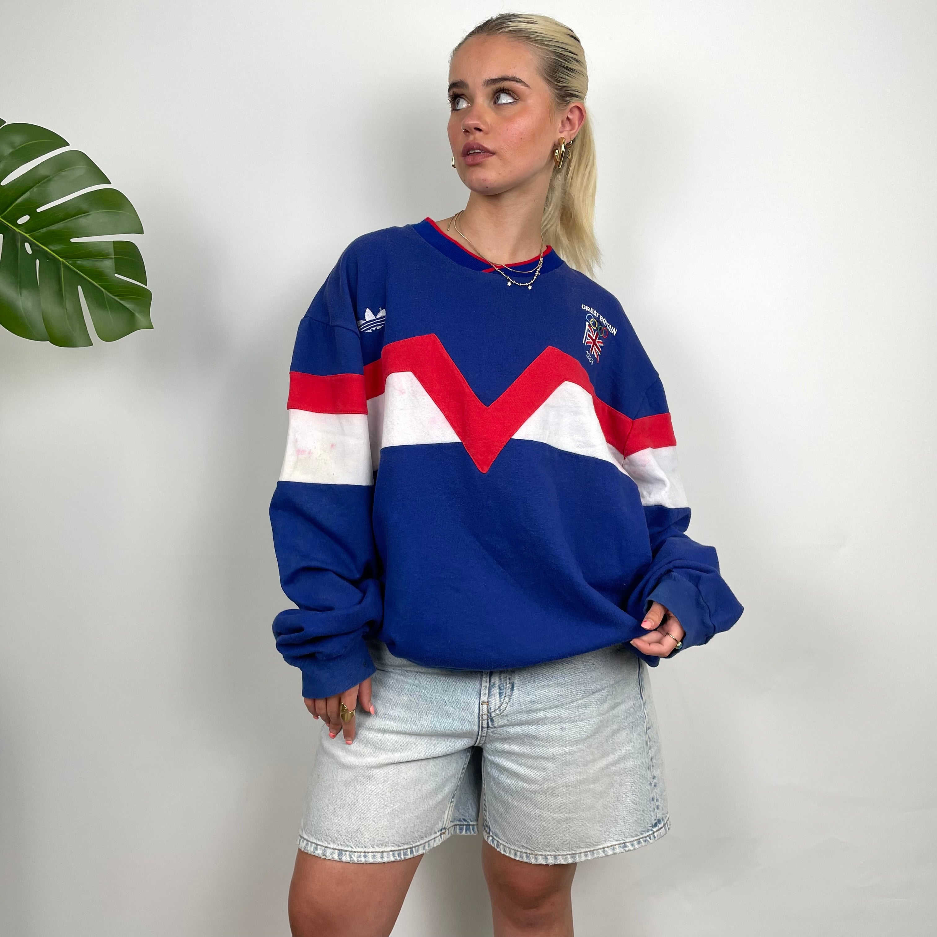 Adidas X Great Britain Olympic Games 1988 RARE Blue Embroidered Spell Out Sweatshirt
(M)