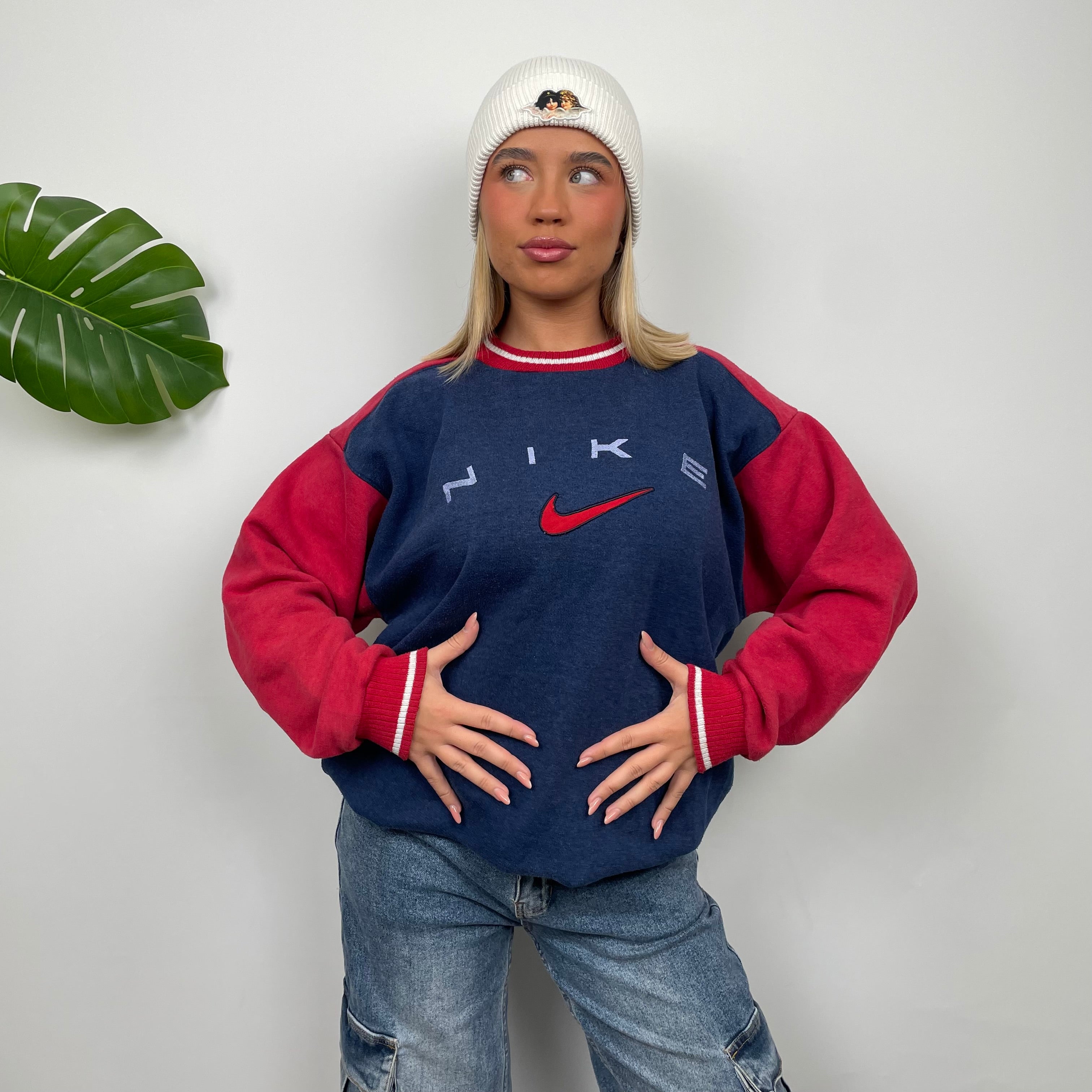 Nike Navy Embroidered Spell Out Sweatshirt (L)