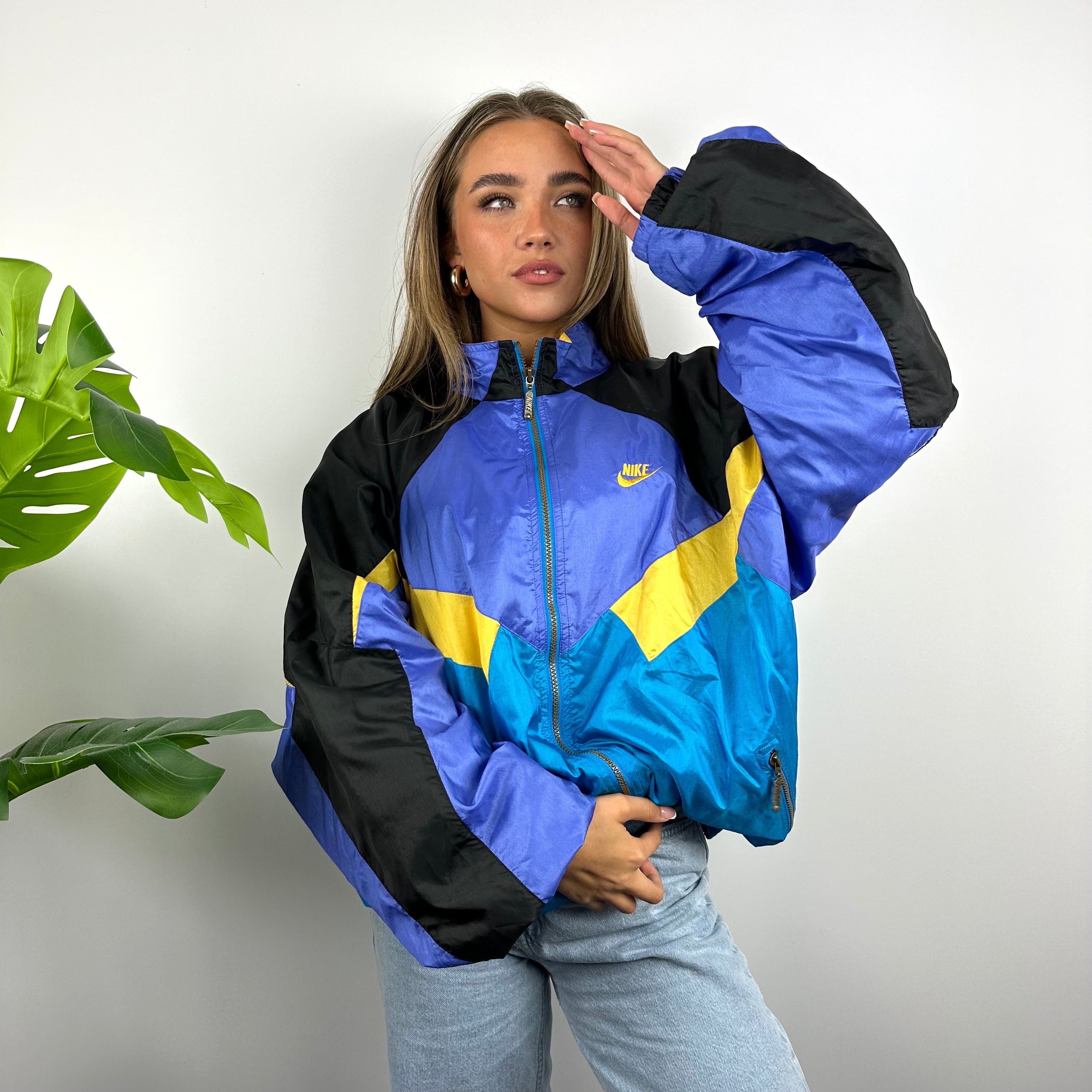 Nike RARE Colour Block Embroidered Spell Out Windbreaker Jacket (XL)