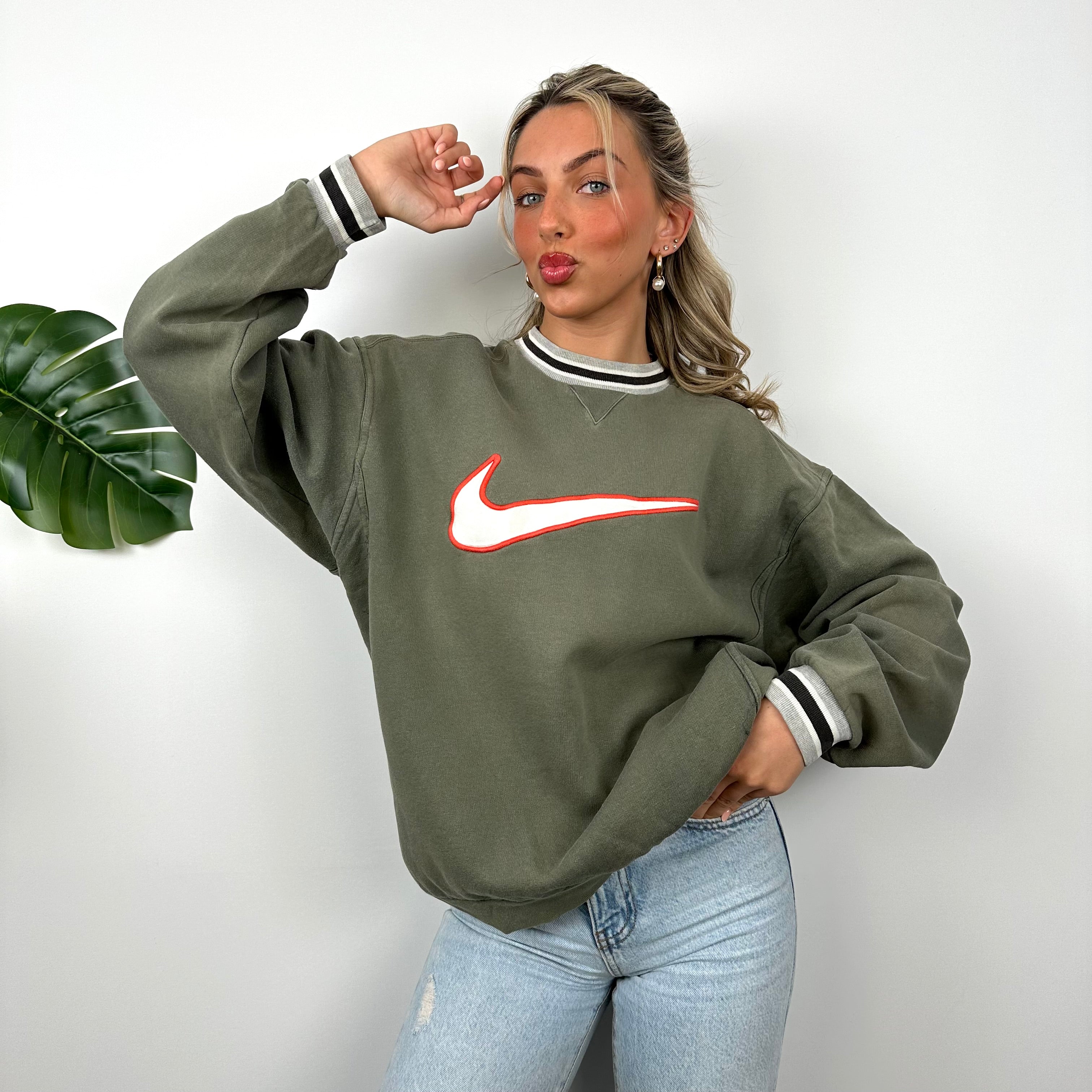 Nike Khaki Embroidered Swoosh Sweatshirt (M)