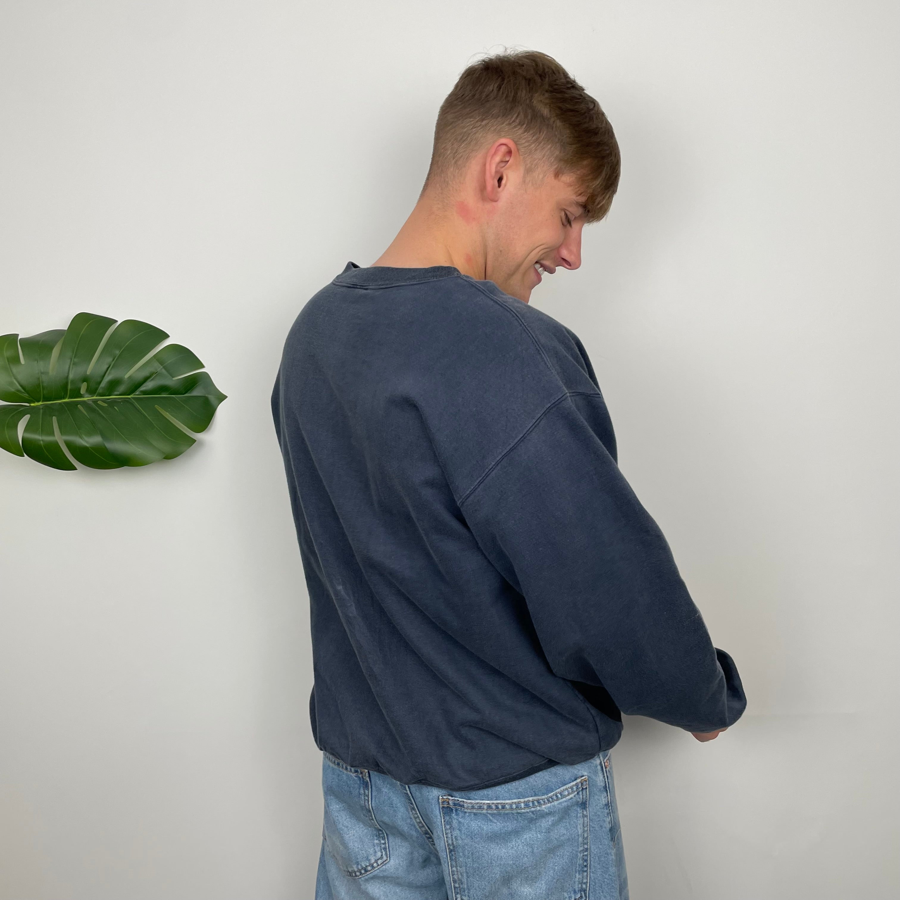 Timberland Navy Embroidered Spell Out Sweatshirt (L)