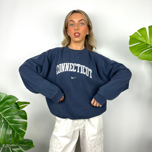 Nike x Connecticut Navy Embroidered Spell Out Sweatshirt (M)