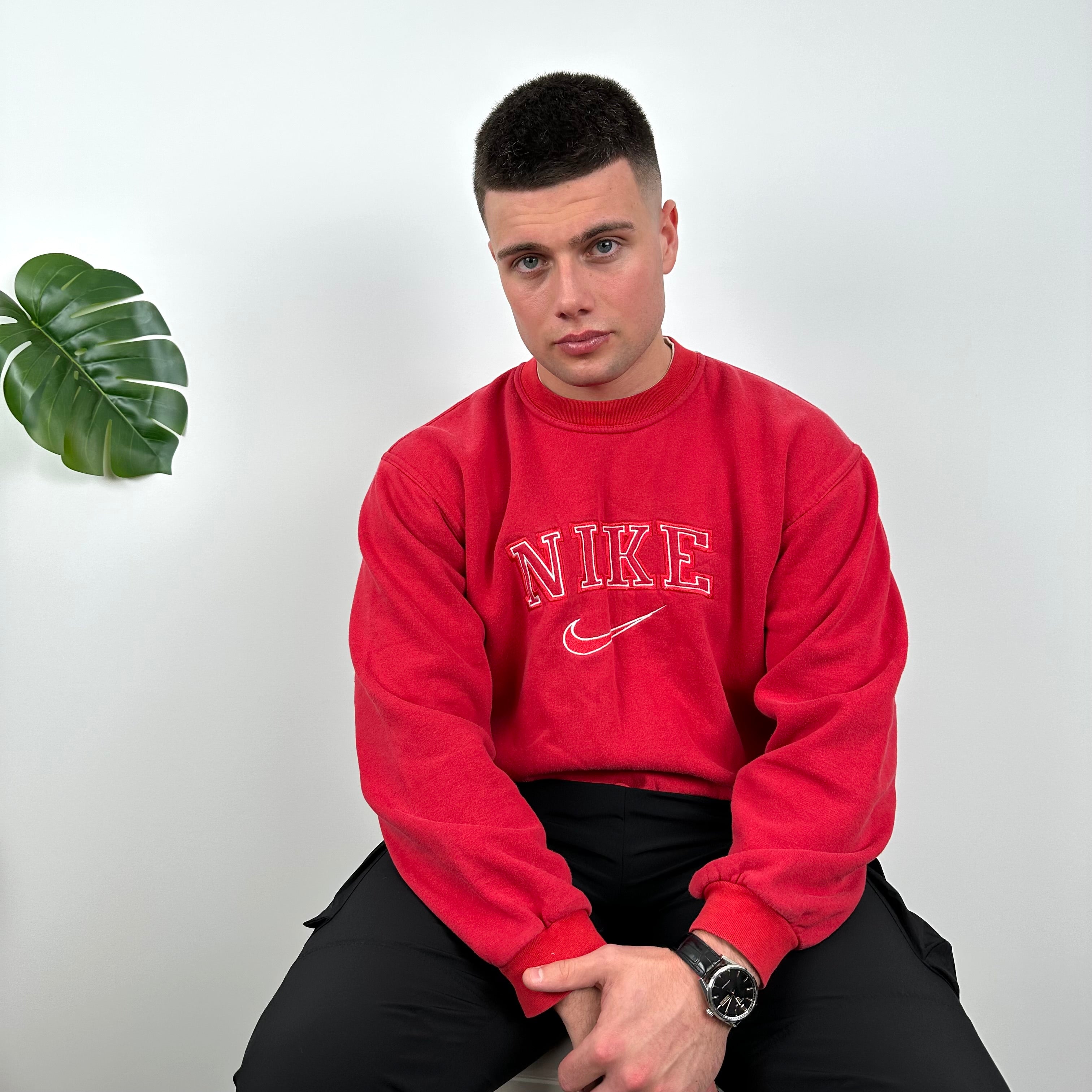 Nike Red Embroidered Spell Out Sweatshirt (M)