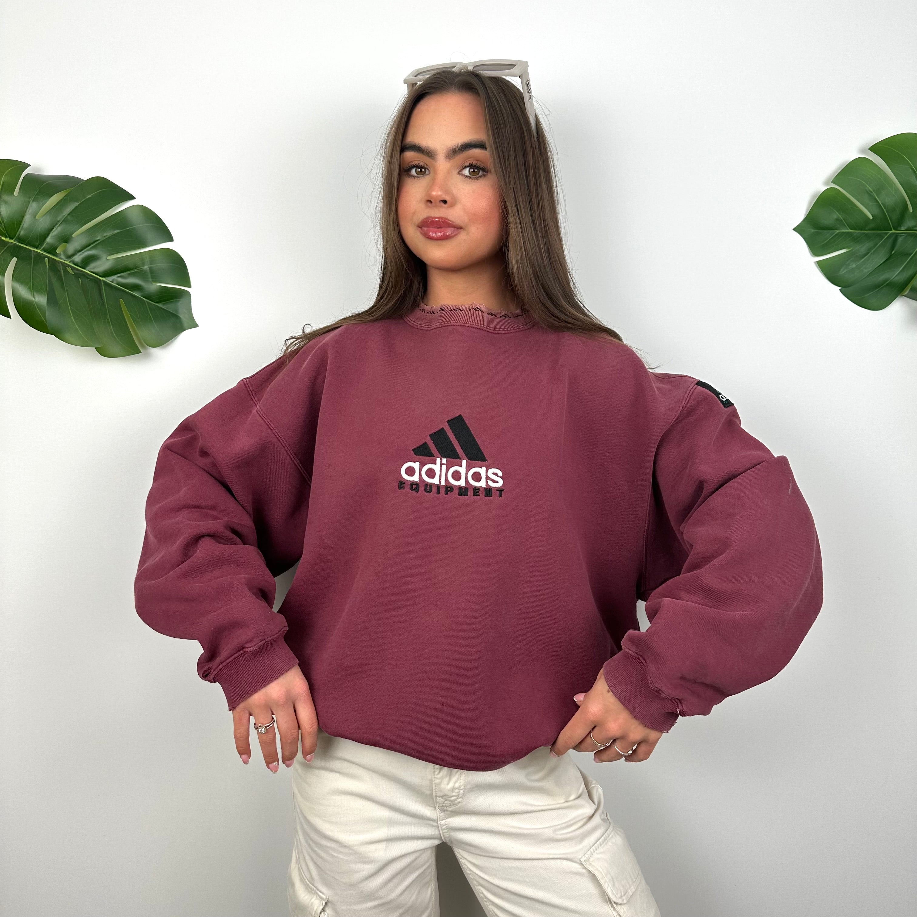 Adidas Equipment Maroon Embroidered Spell Out Sweatshirt (L)