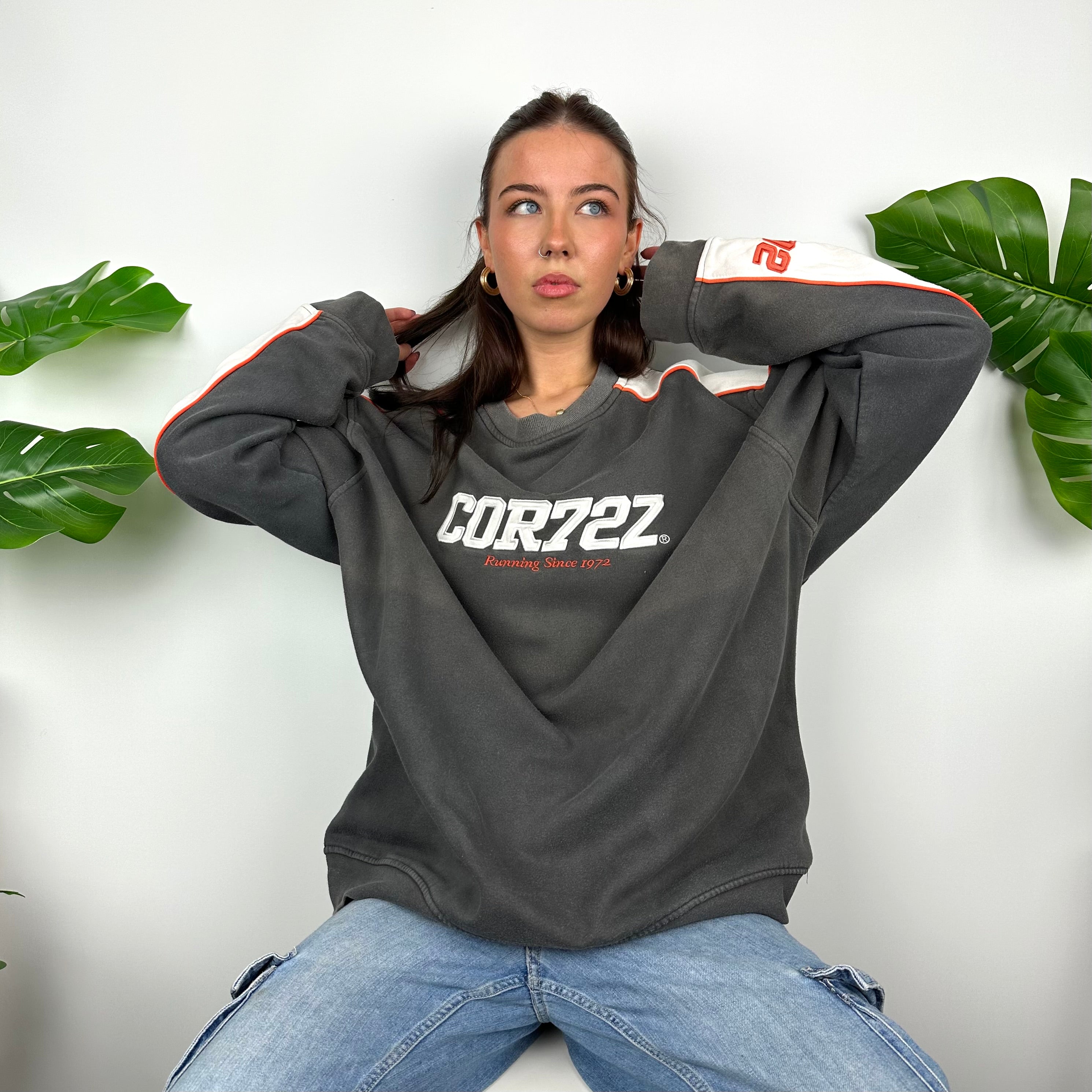 Nike Cortez Grey Embroidered Spell Out Sweatshirt (L)