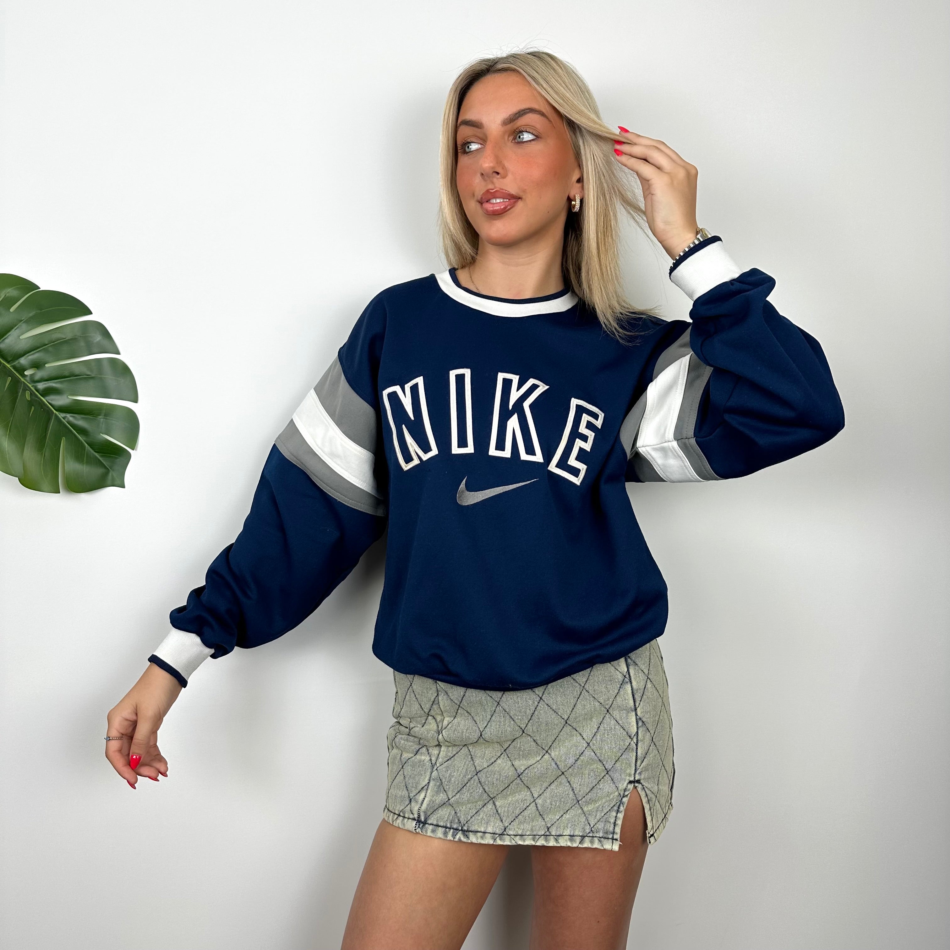 Nike Navy Embroidered Spell Out Sweatshirt (S)