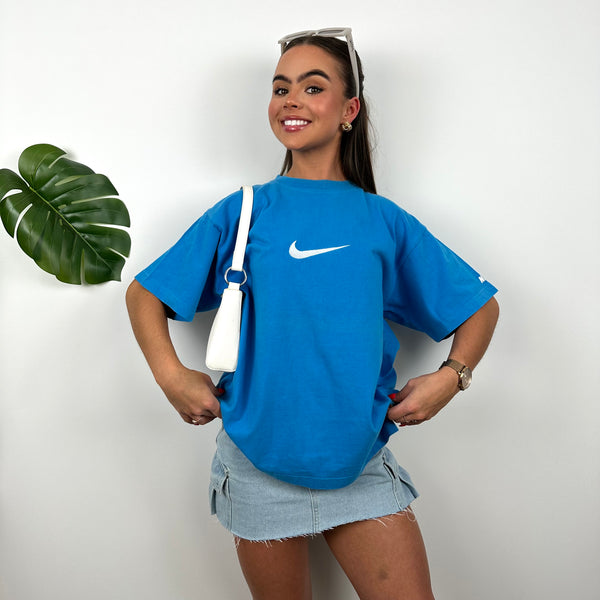 Nike Blue Embroidered Swoosh T Shirt (L)