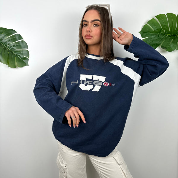 Nike Navy Embroidered Spell Out Sweatshirt (M)