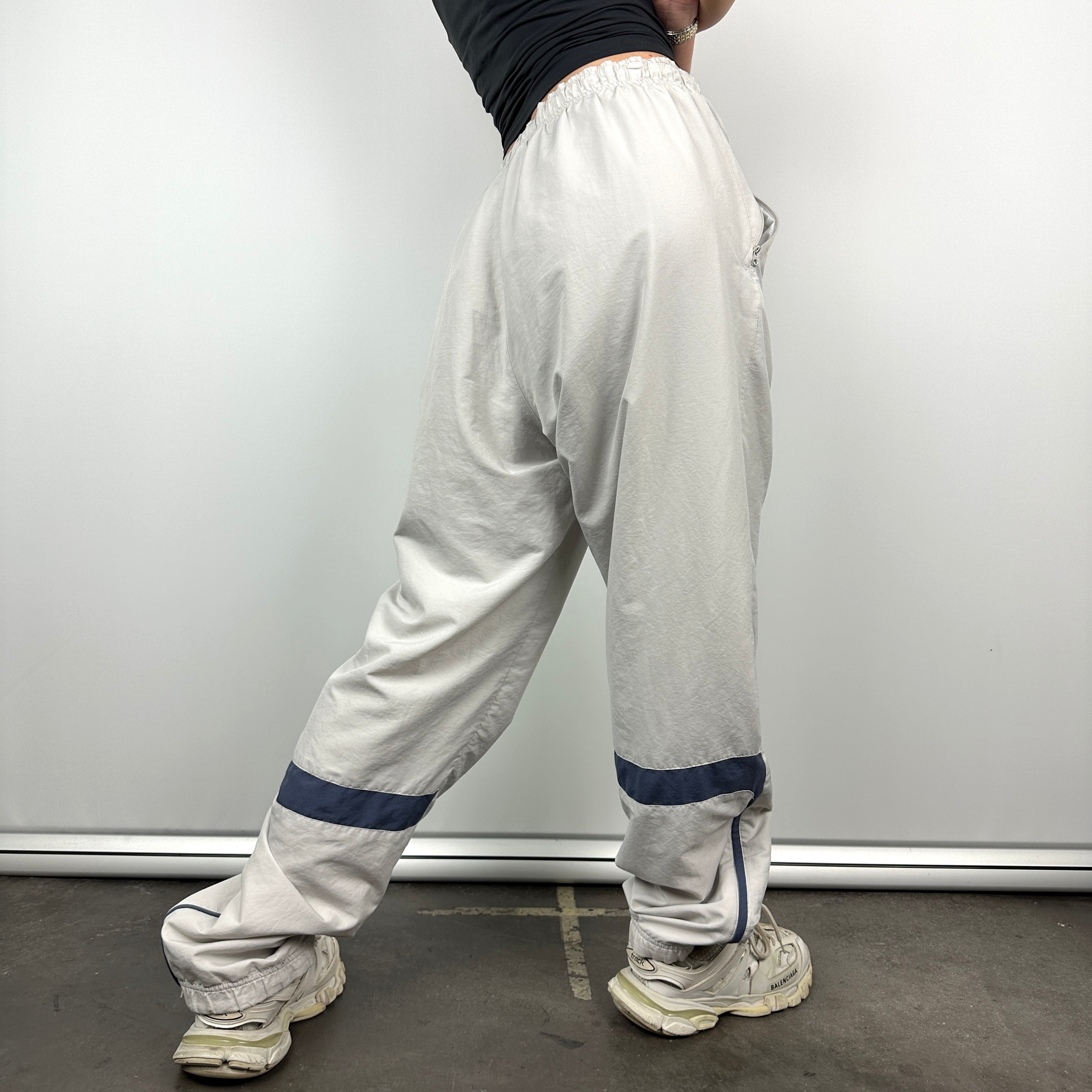 Nike White Embroidered Swoosh Track Pants (XL)