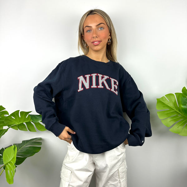 Nike Navy Embroidered Spell Out Sweatshirt (L)