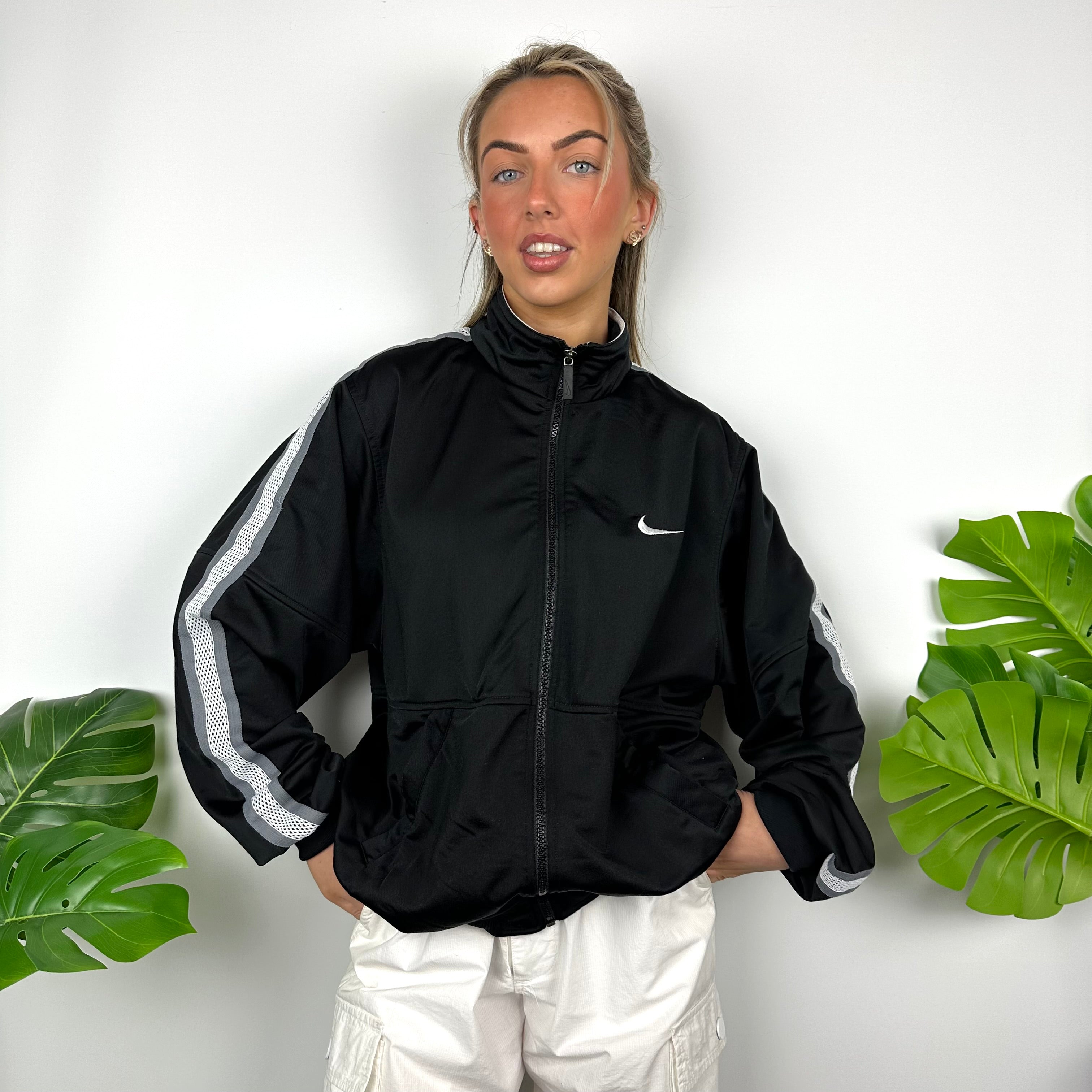 Nike Black Embroidered Swoosh Zip Up Track Jacket (M)