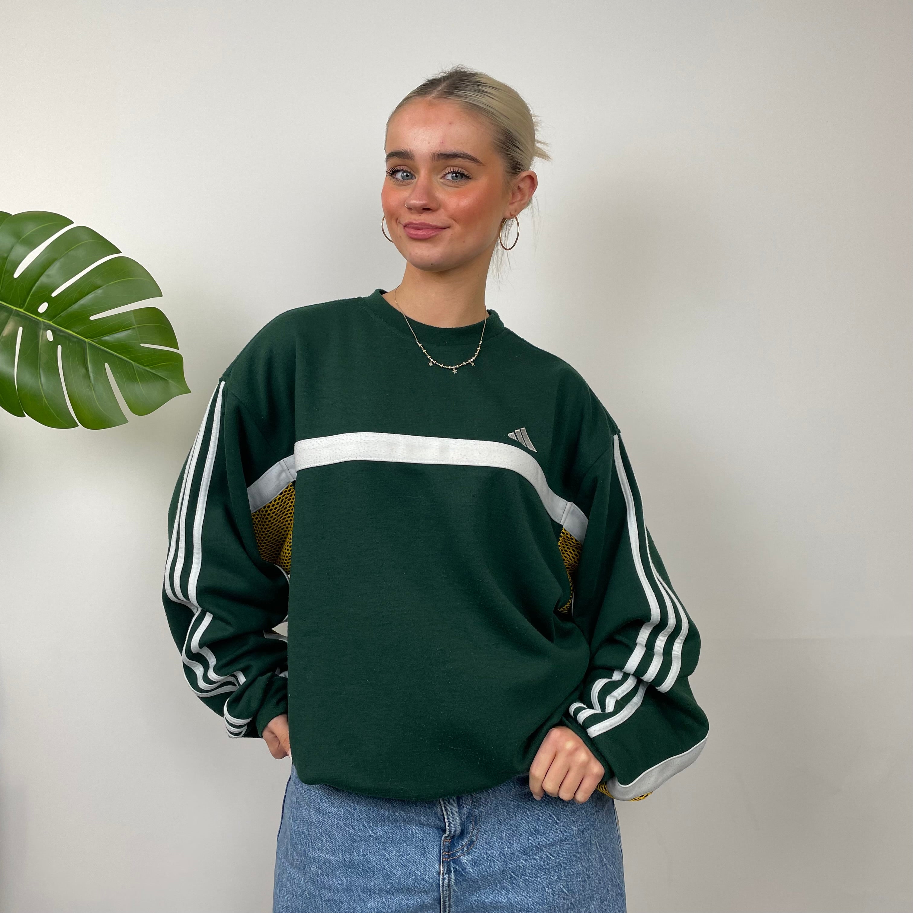 Adidas RARE Green Embroidered Spell Out Sweatshirt (XXL)