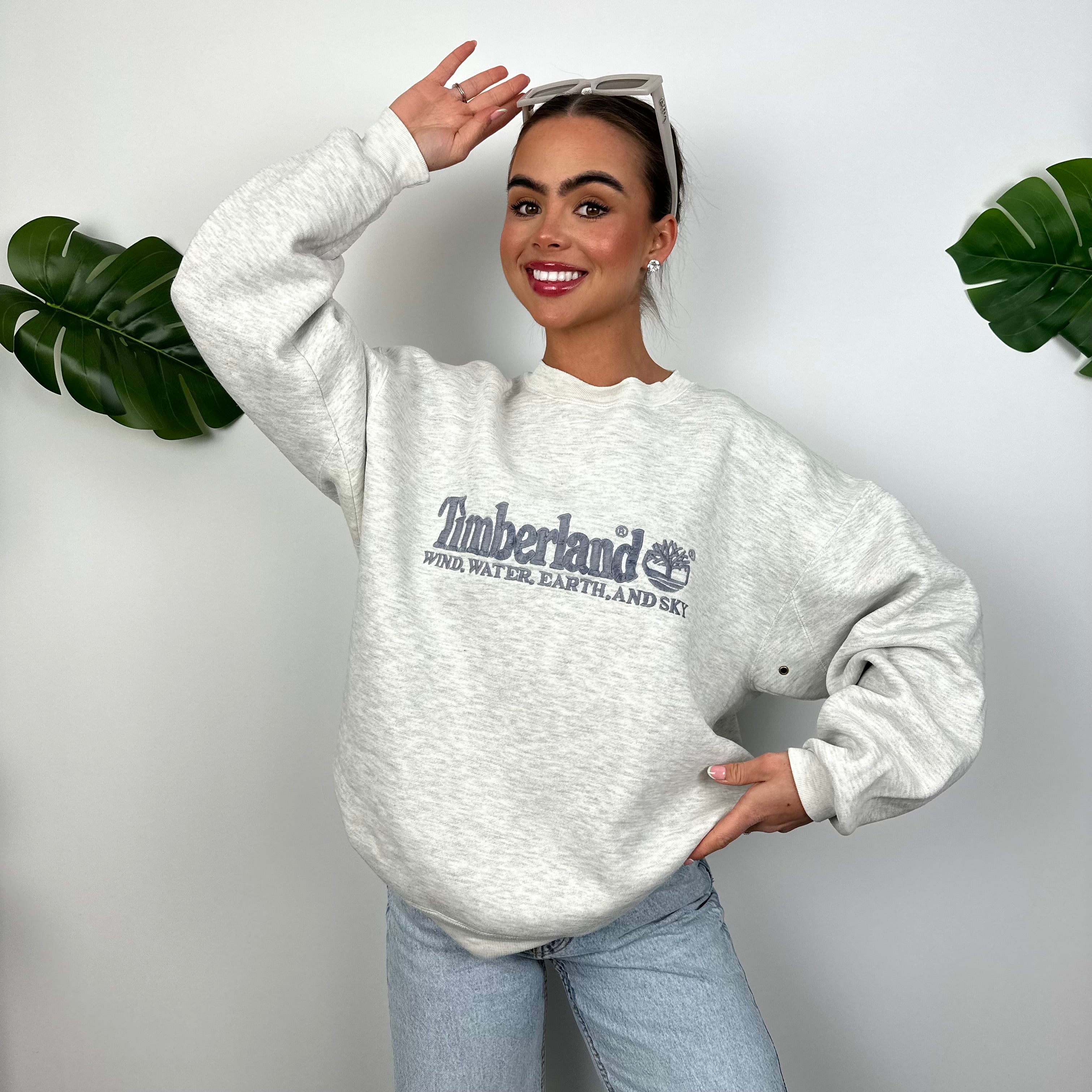 Timberland Grey Embroidered Spell Out Sweatshirt (M)