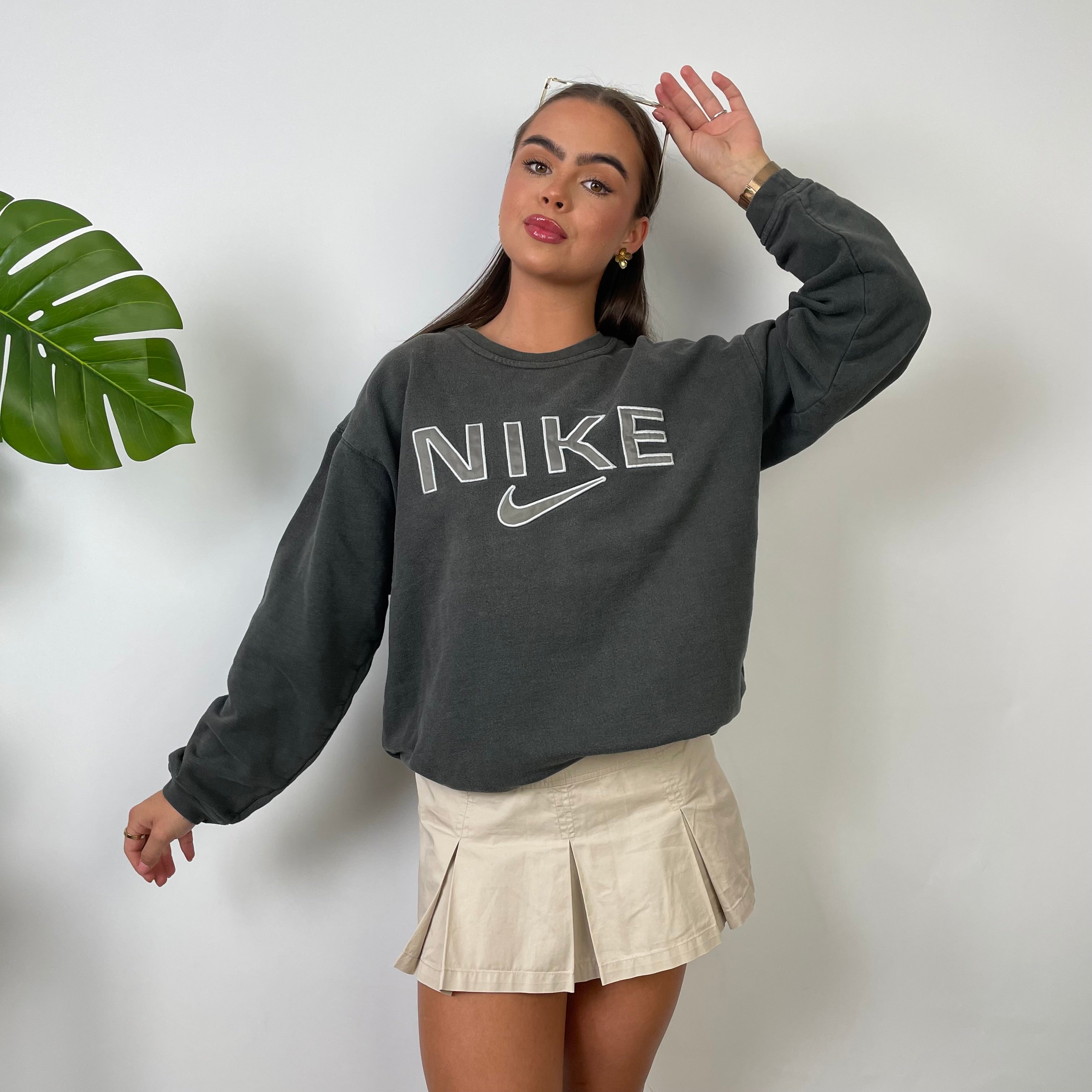 Nike Grey Embroidered Spell Out Sweatshirt (S)