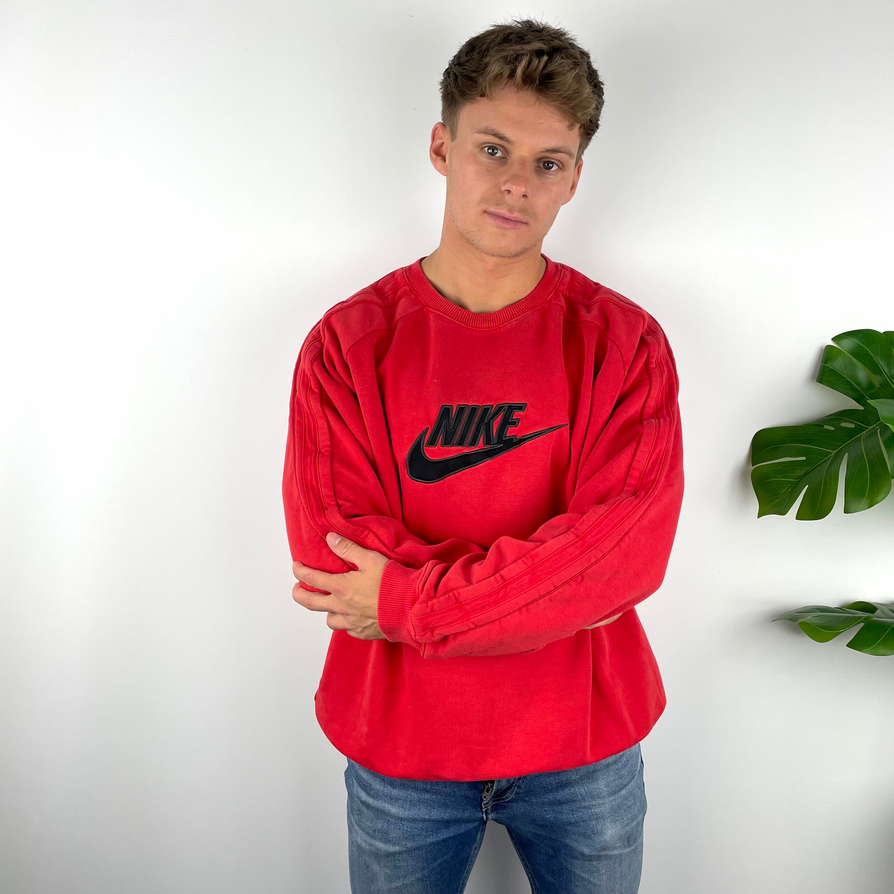 Nike RARE Red Embroidered Spell Out Sweatshirt (XL)
