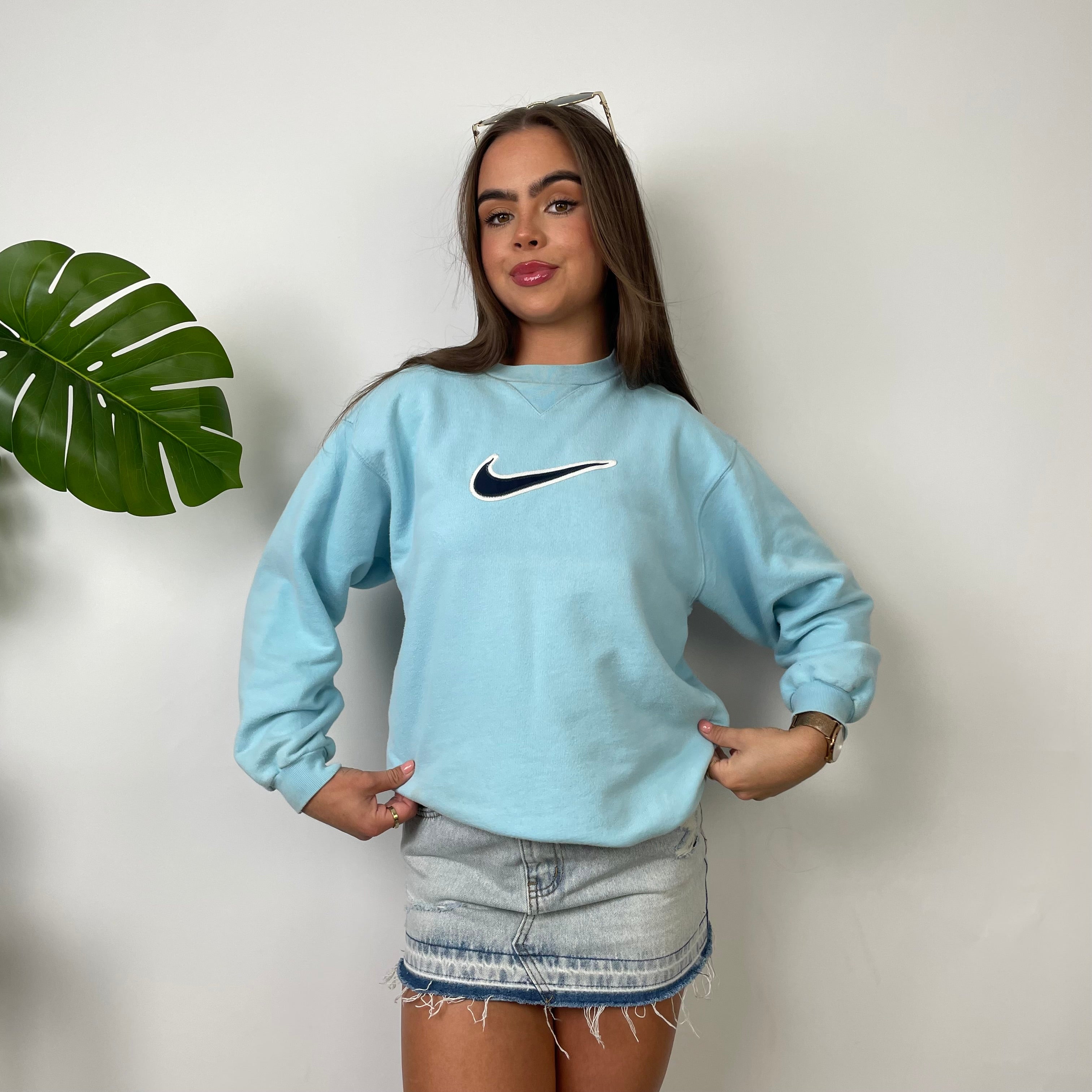 Nike Baby Blue Embroidered Swoosh Sweatshirt (S)