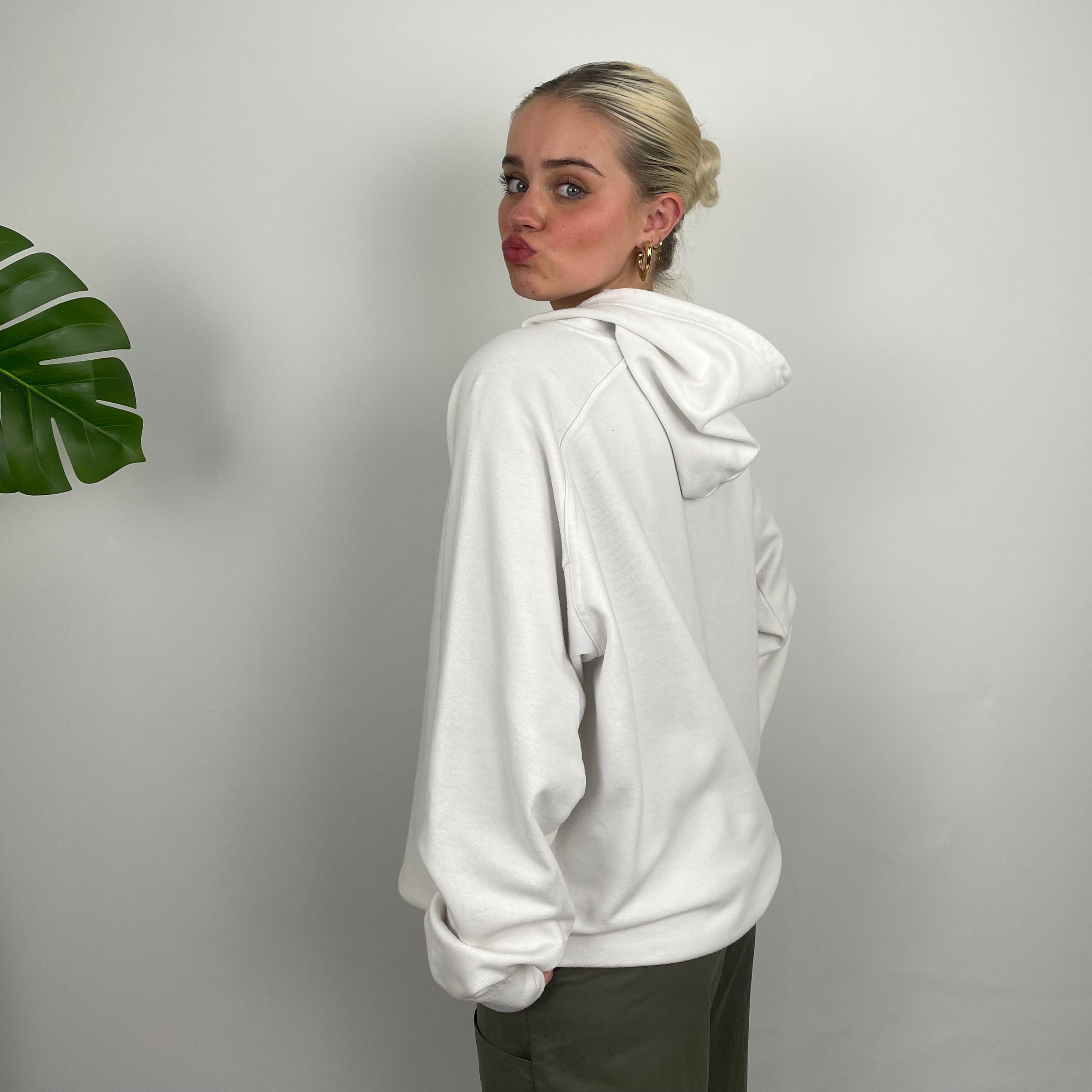 Nike White Embroidered Swoosh Hoodie (M)