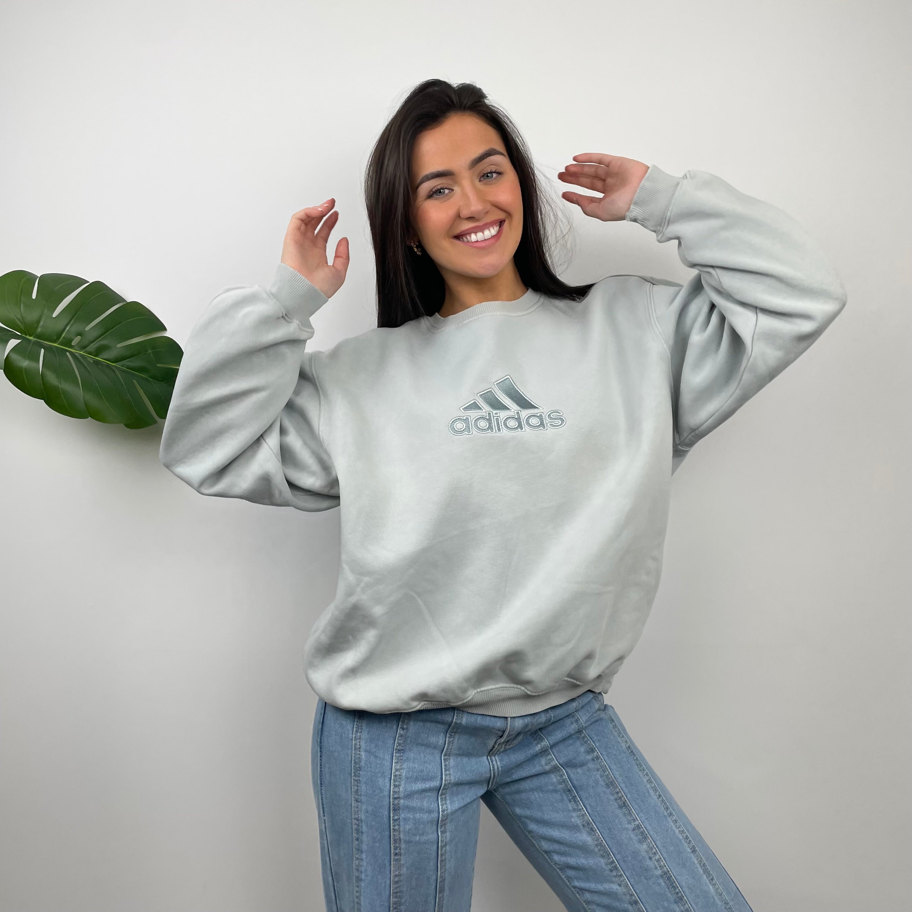 Adidas RARE Icy Baby Blue Embroidered Spell Out Sweatshirt (M)