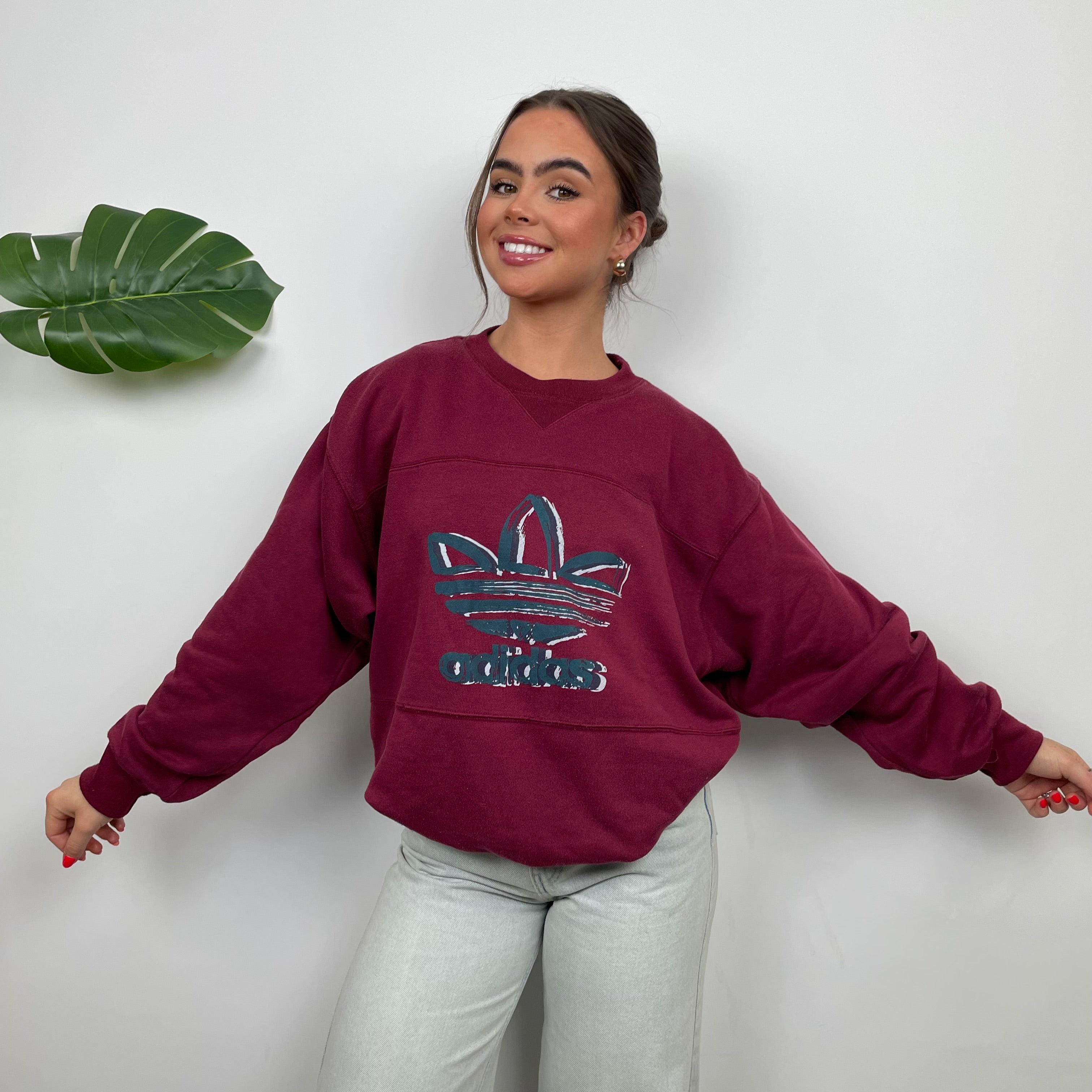 Adidas Maroon Spell Out Sweatshirt (M)