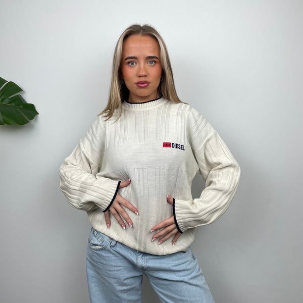 Diesel Cream Spell Out Knitted Sweater (M)