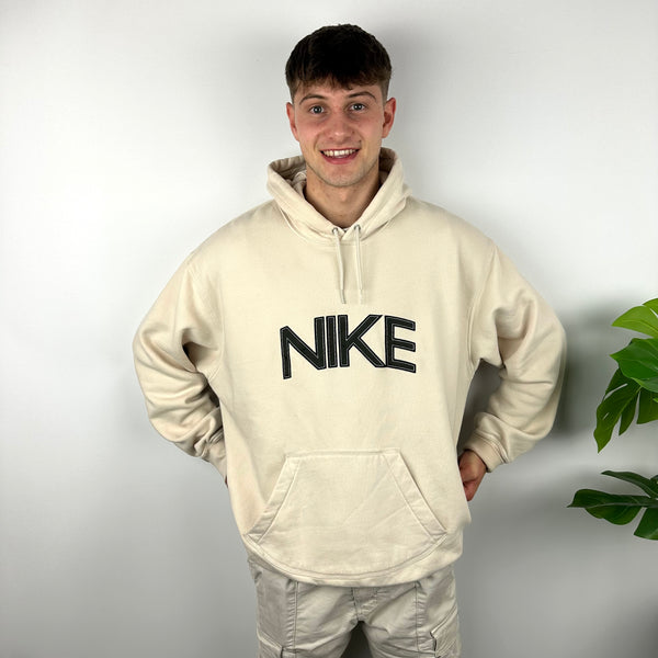 Nike Cream Embroidered Spell Out Hoodie (XXL)