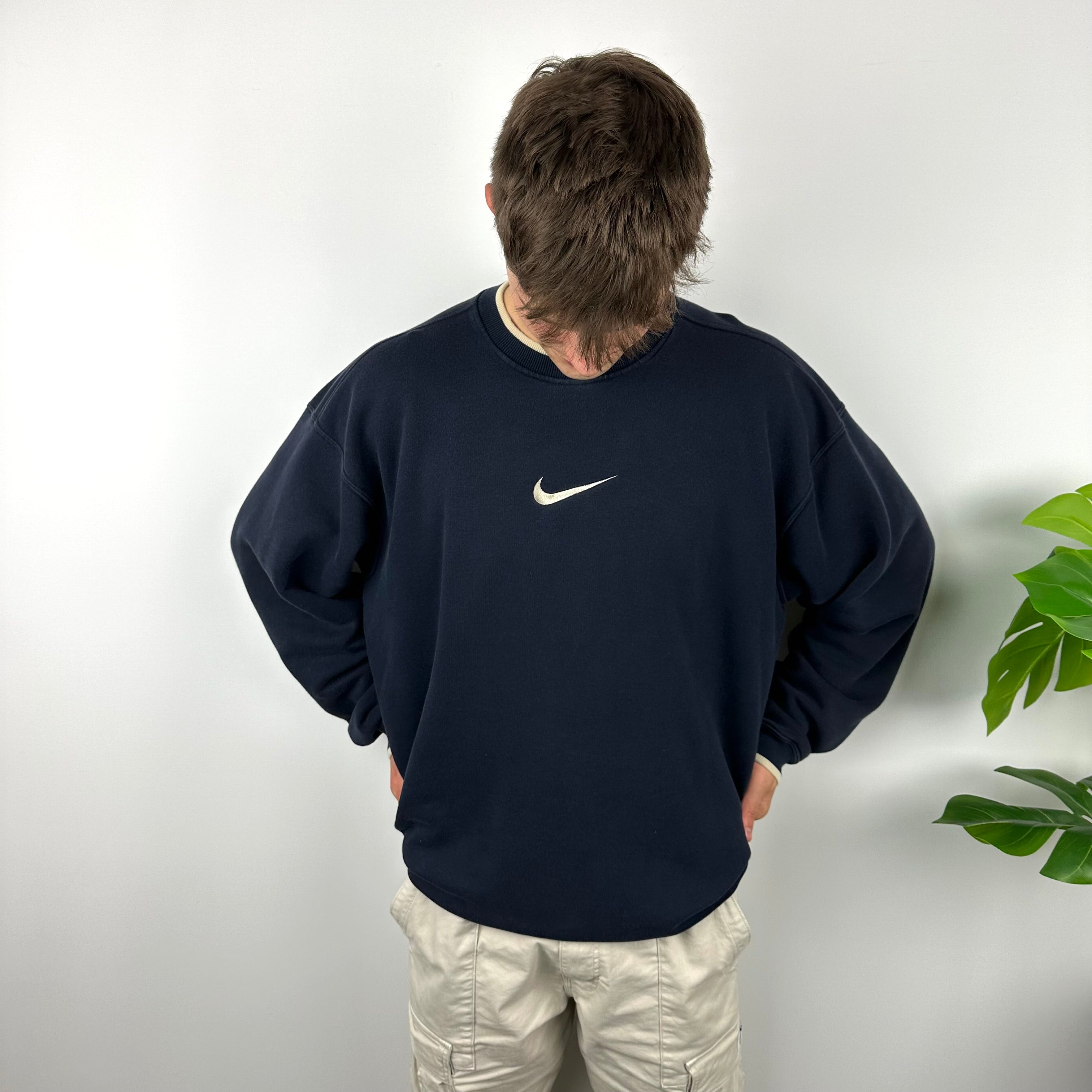 Nike Navy Embroidered Swoosh Sweatshirt (XXL)