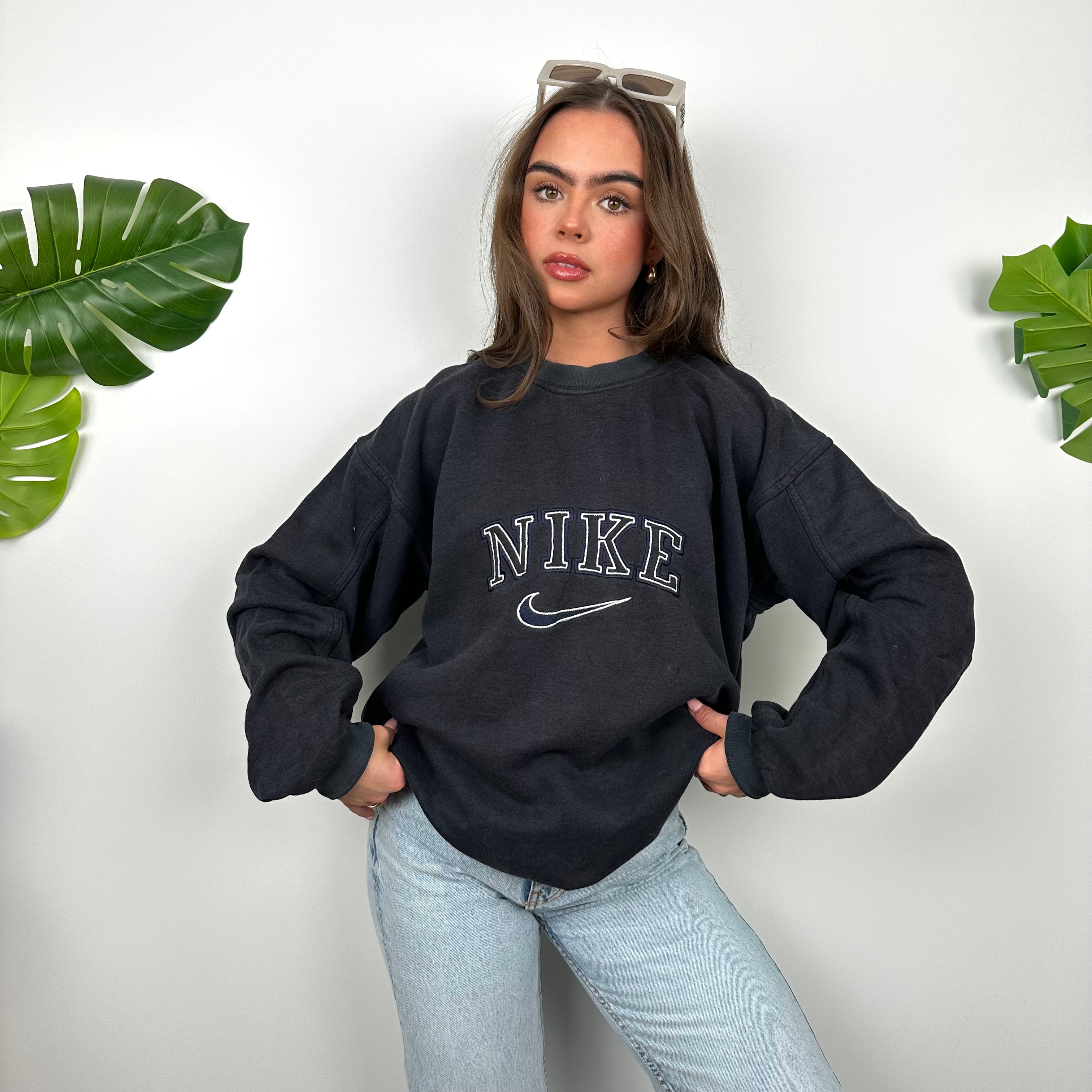 Nike Navy Embroidered Spell Out Sweatshirt (L)