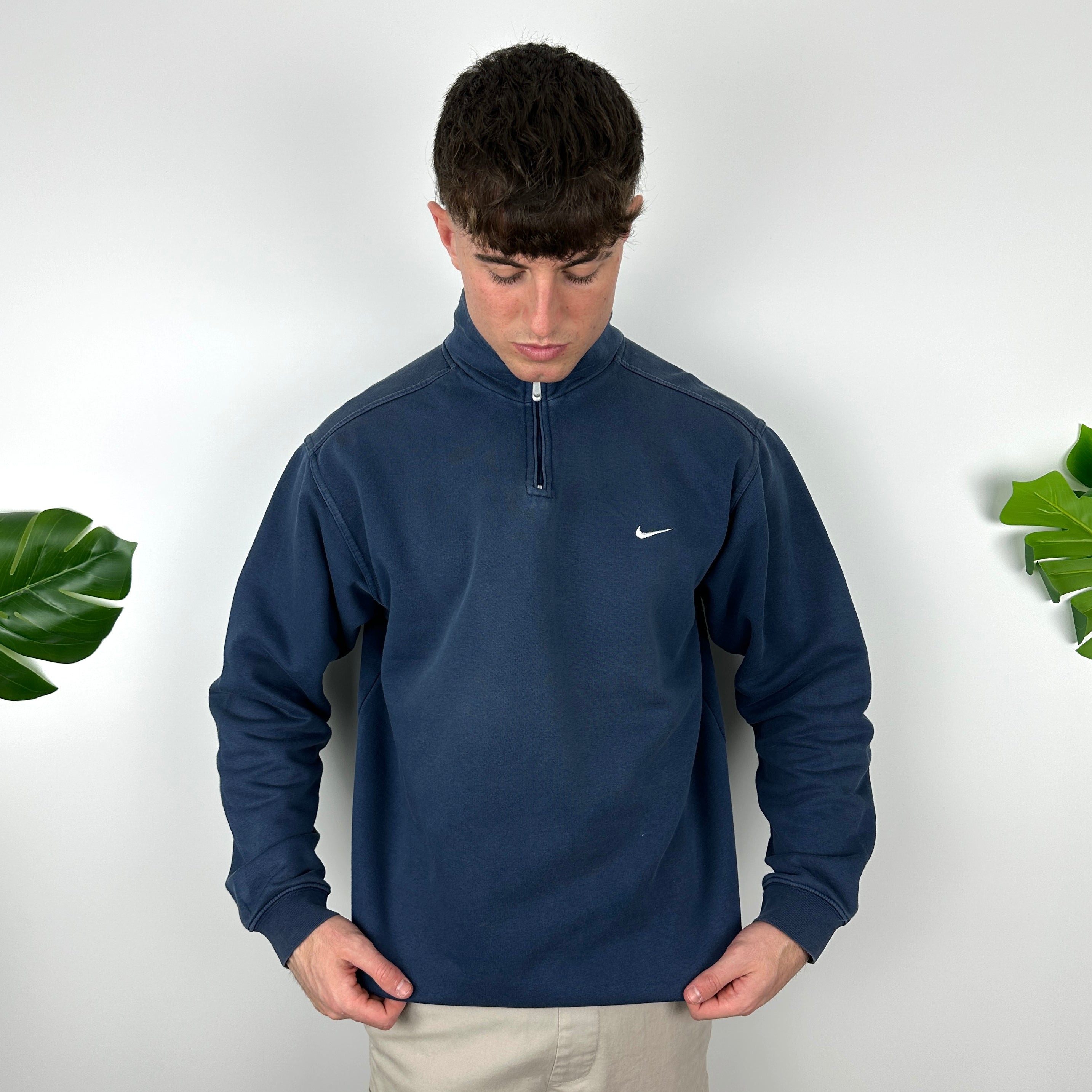 Nike Navy Embroidered Swoosh Quarter Zip (M)