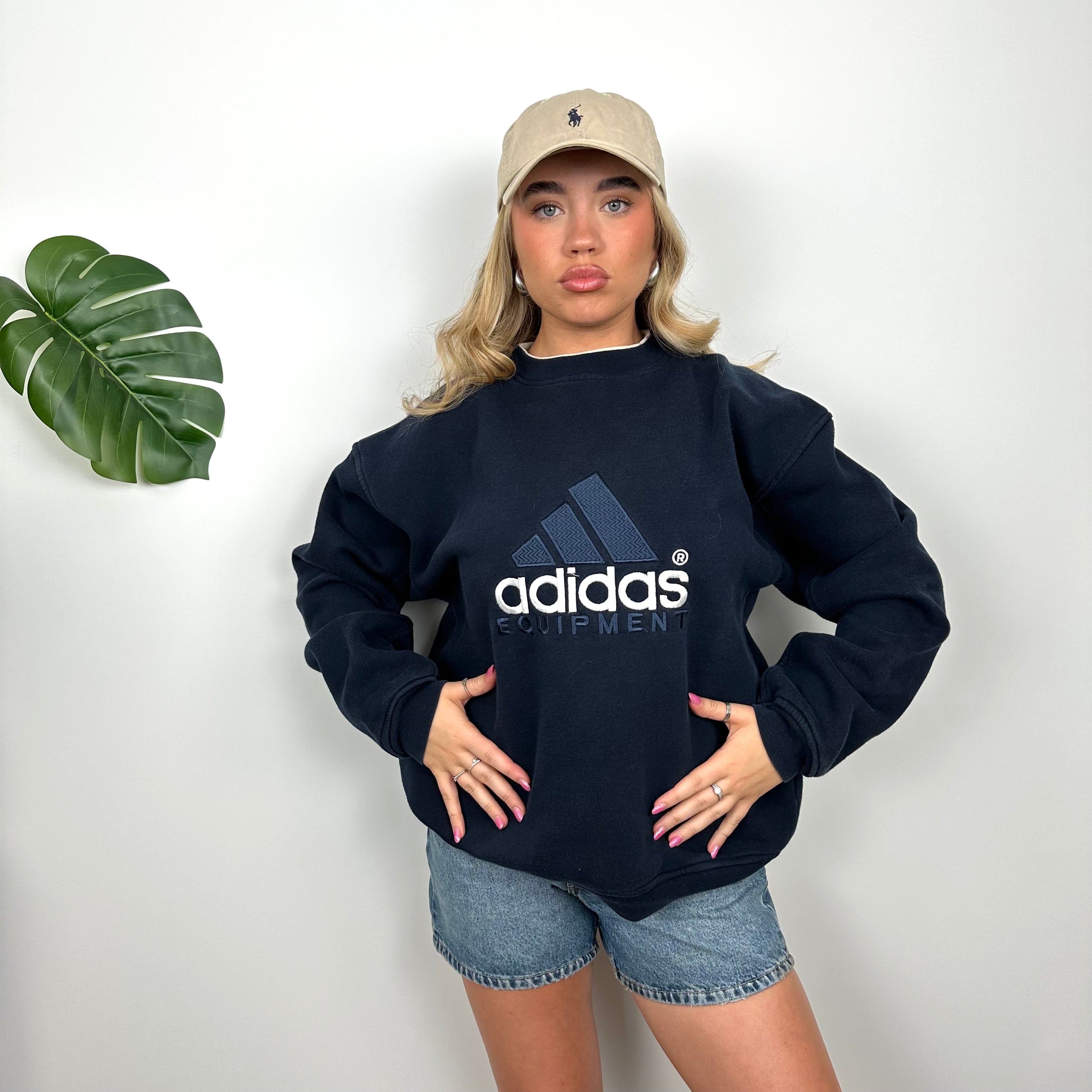 Adidas Equipment RARE Navy Embroidered Spell Out Sweatshirt (S)