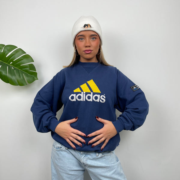 Adidas Navy Embroidered Spell Out Sweatshirt (L)