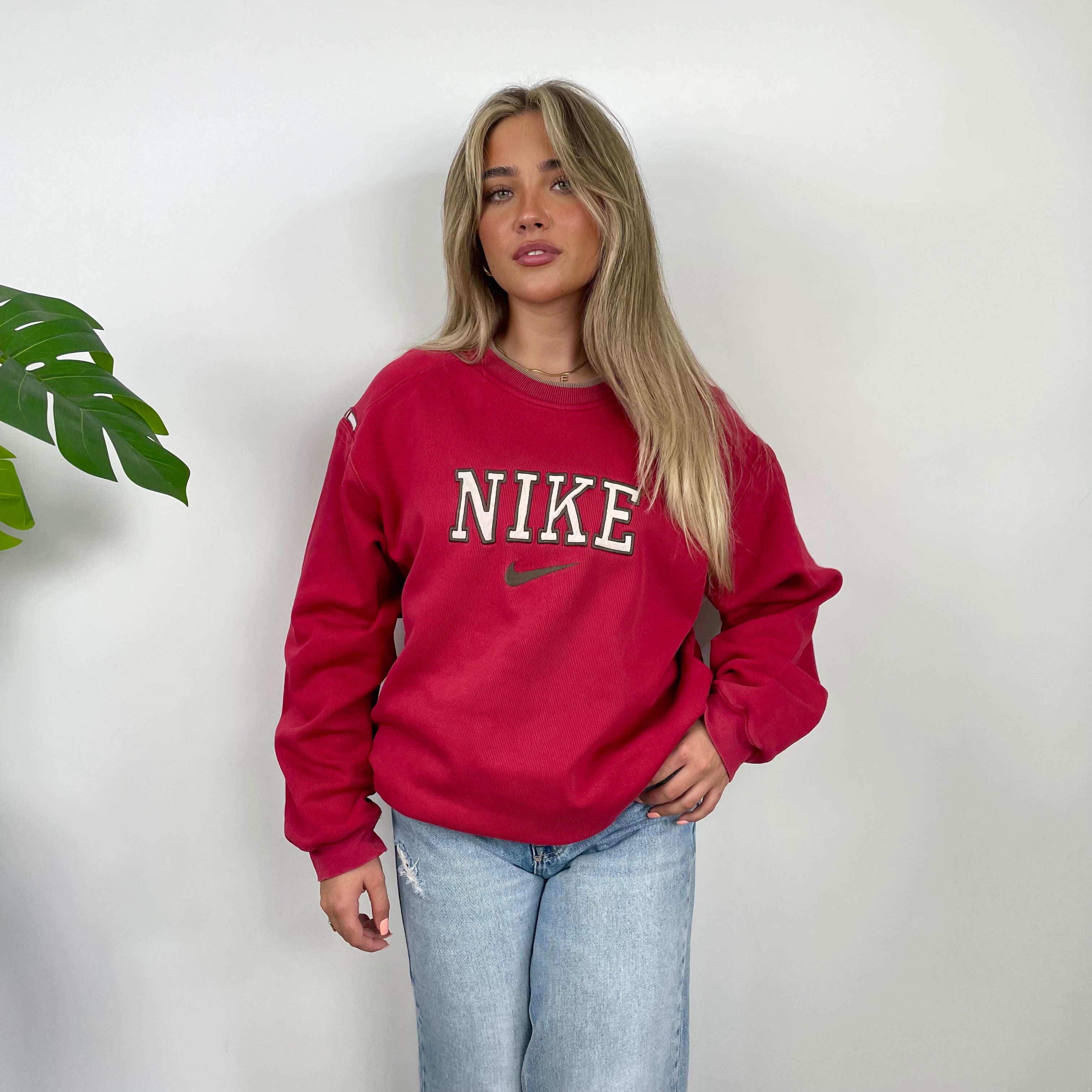 Nike Red Embroidered Spell Out Sweatshirt (L)