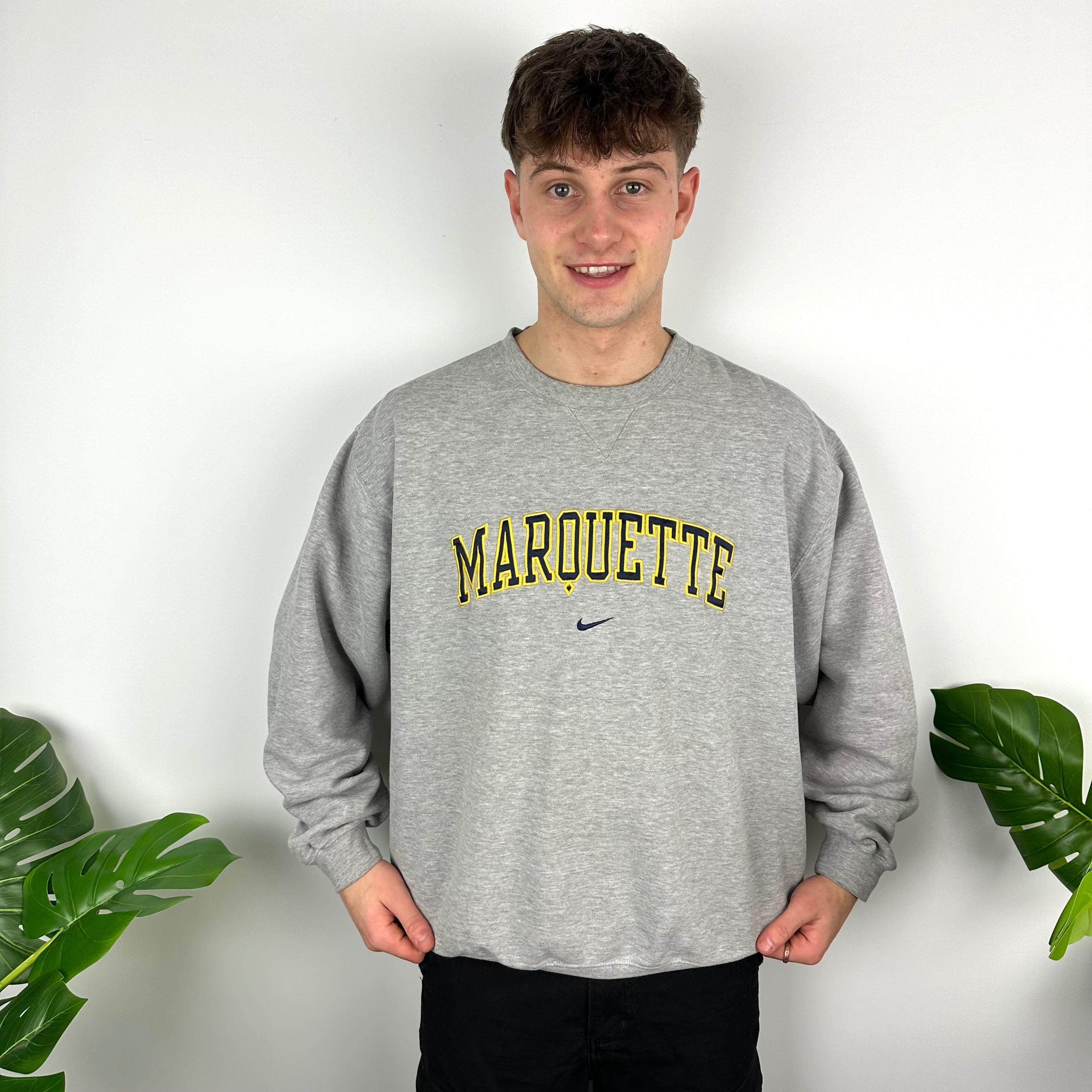 Nike x Marquette Grey Embroidered Spell Out Sweatshirt (L)