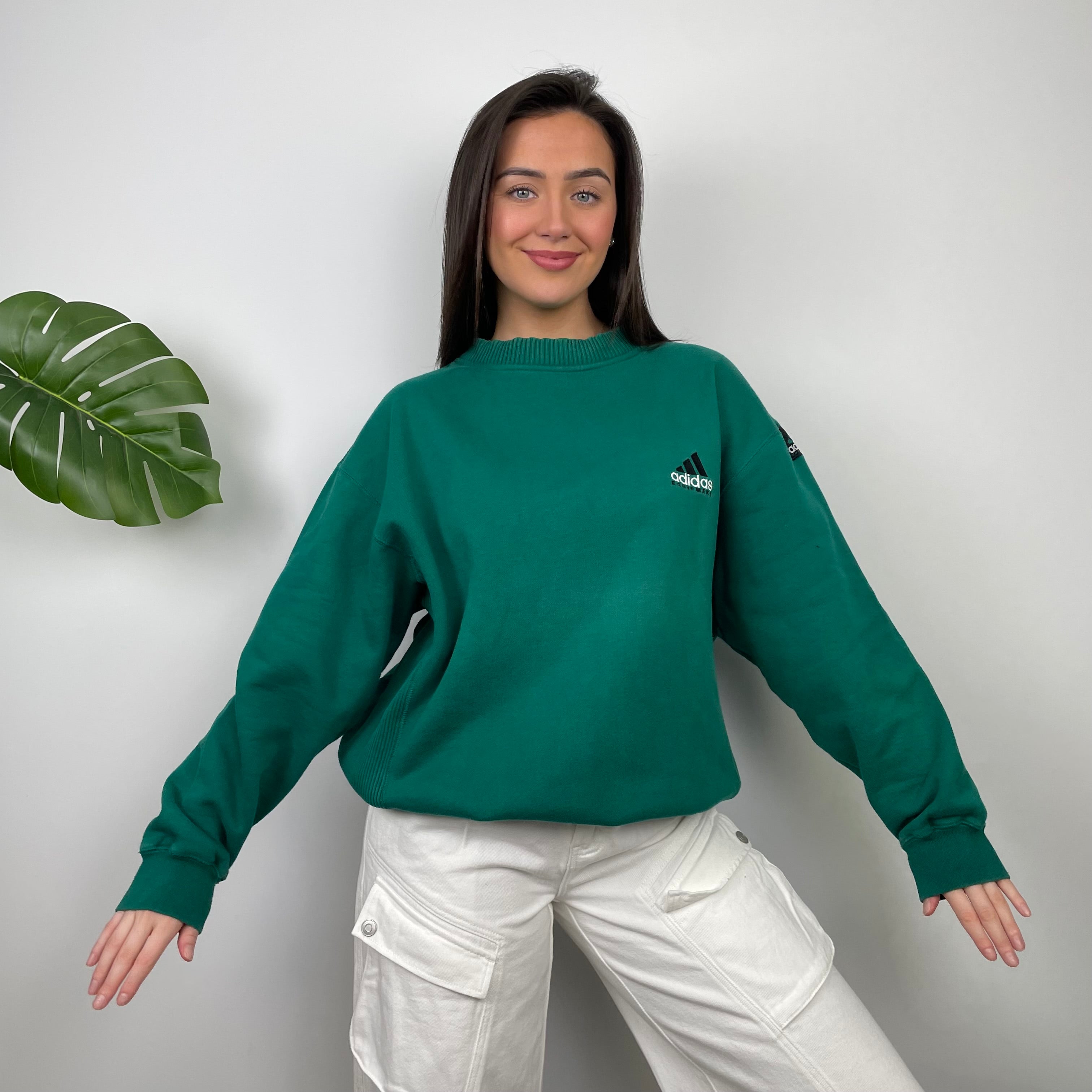 Adidas Equipment Green Embroidered Spell Out Sweatshirt (L)