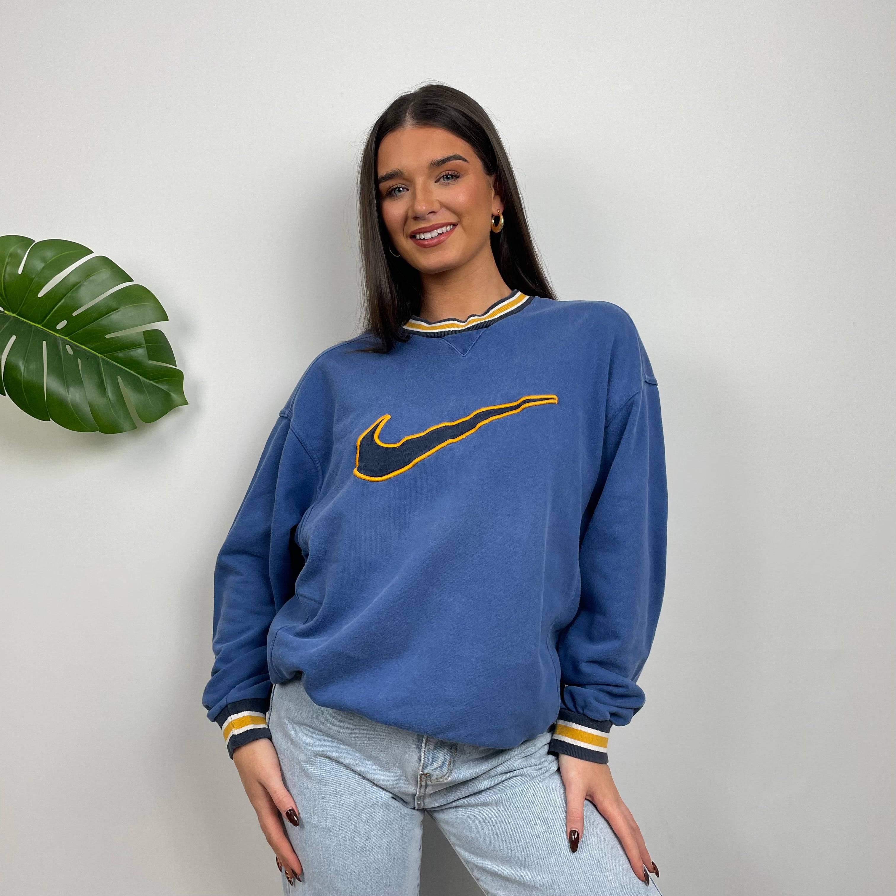 Nike RARE Blue Embroidered Swoosh Sweatshirt (M)