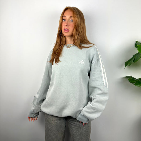 Adidas RARE Grey Embroidered Spell Out Sweatshirt (XL)