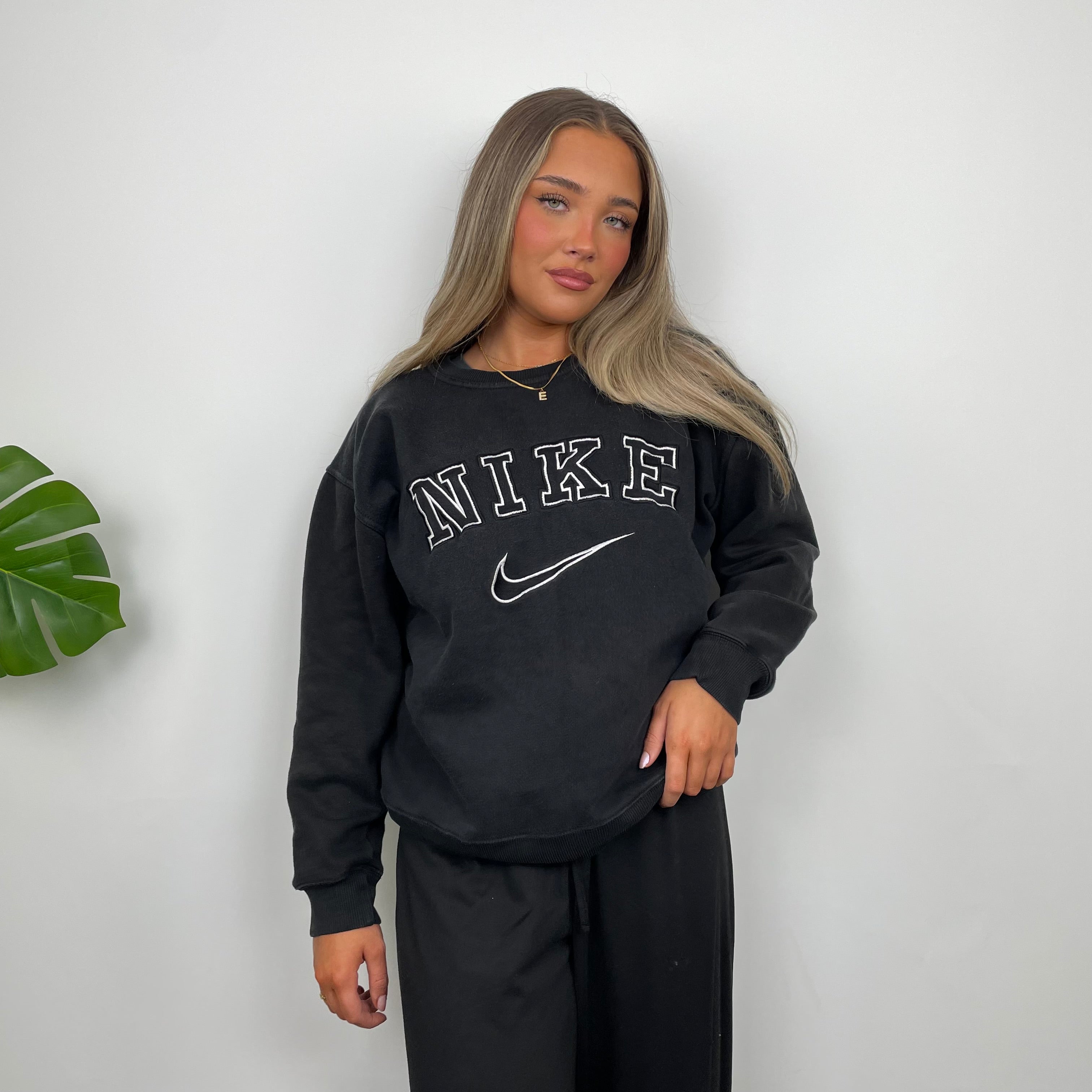 Nike Grey Embroidered Spell Out Sweatshirt (XS)