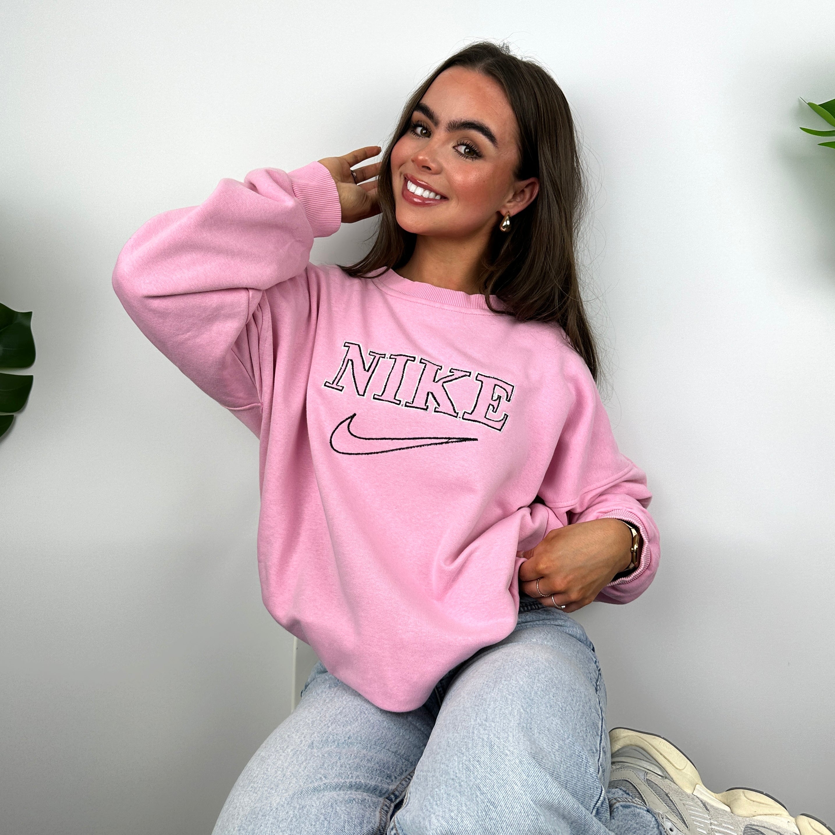 Nike Baby Pink Embroidered Spell Out Sweatshirt (L)