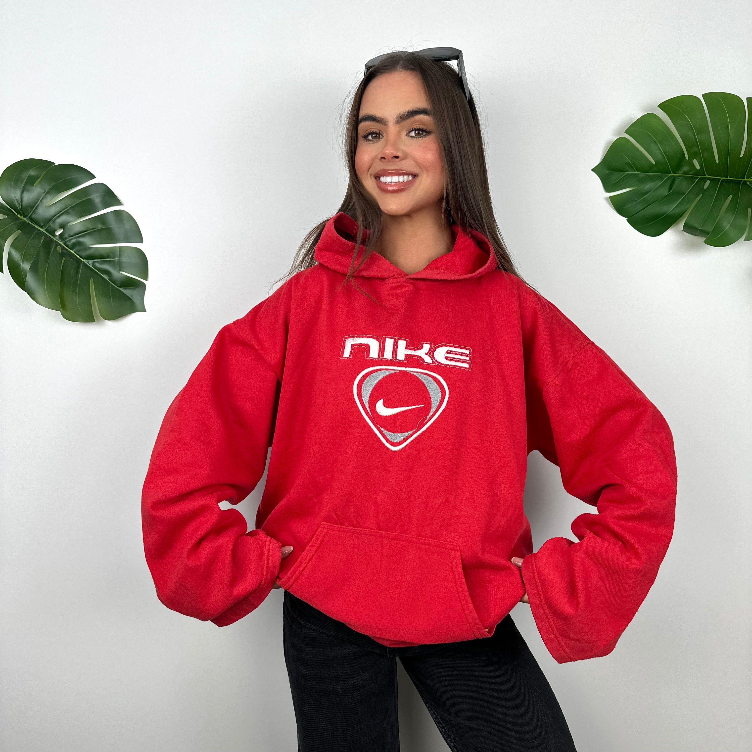 Nike Red Embroidered Spell Out Hoodie (L)