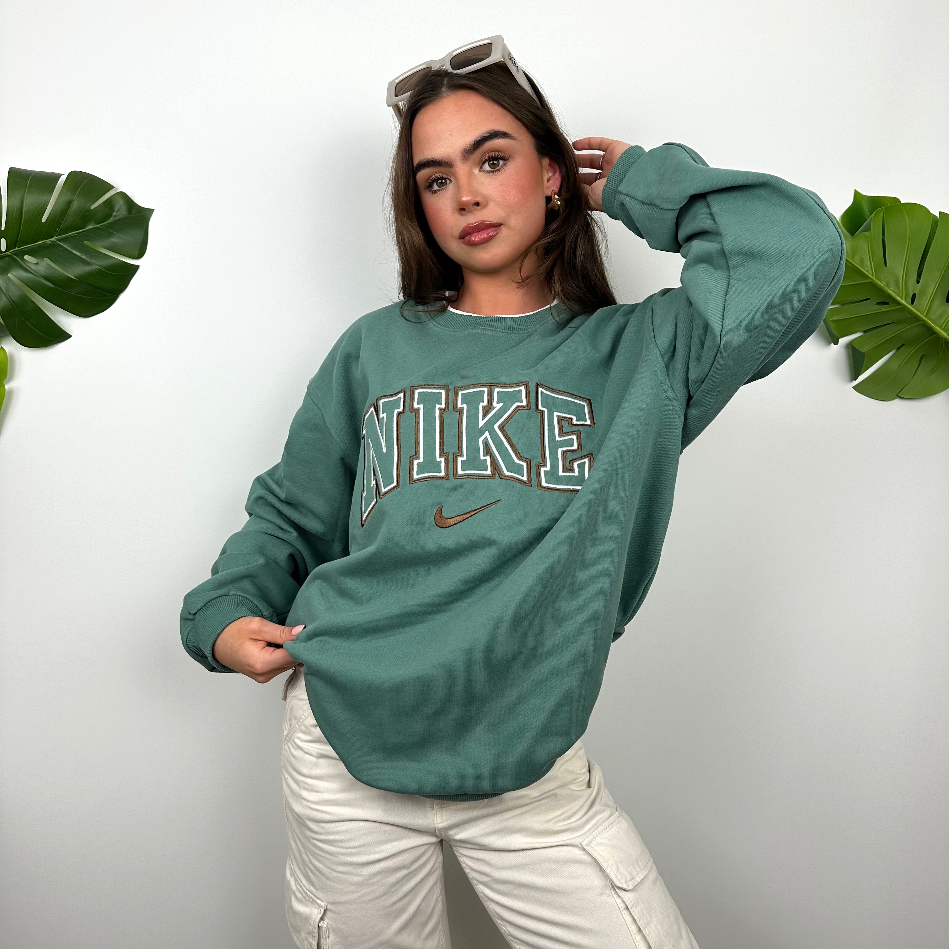 Nike Green Embroidered Spell Out Sweatshirt (L)