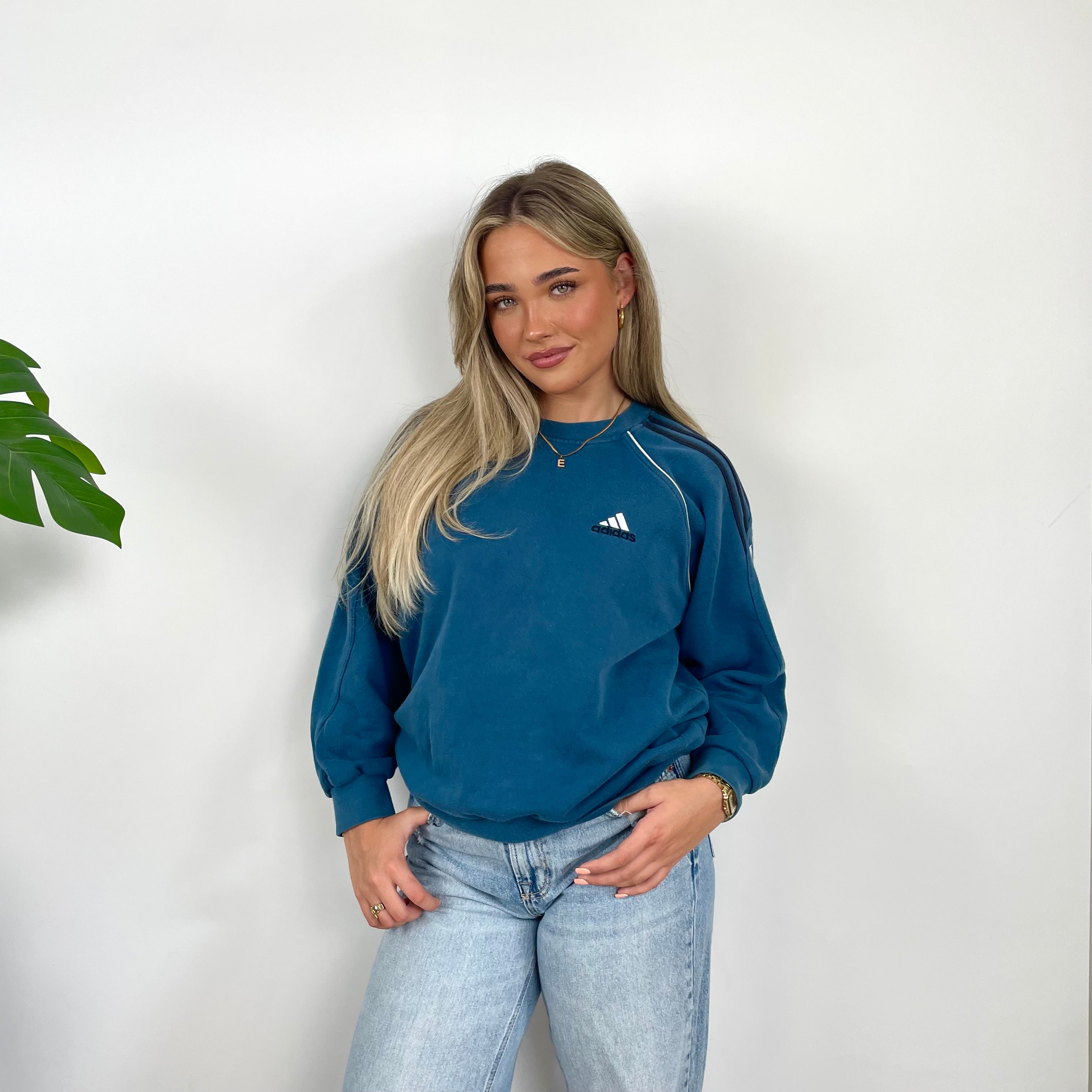 Adidas Navy Embroidered Spell Out Sweatshirt (S)