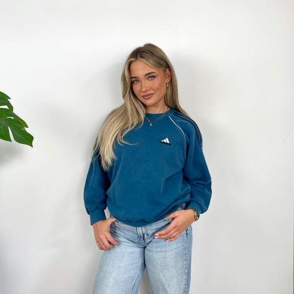 Adidas Navy Embroidered Spell Out Sweatshirt (S)