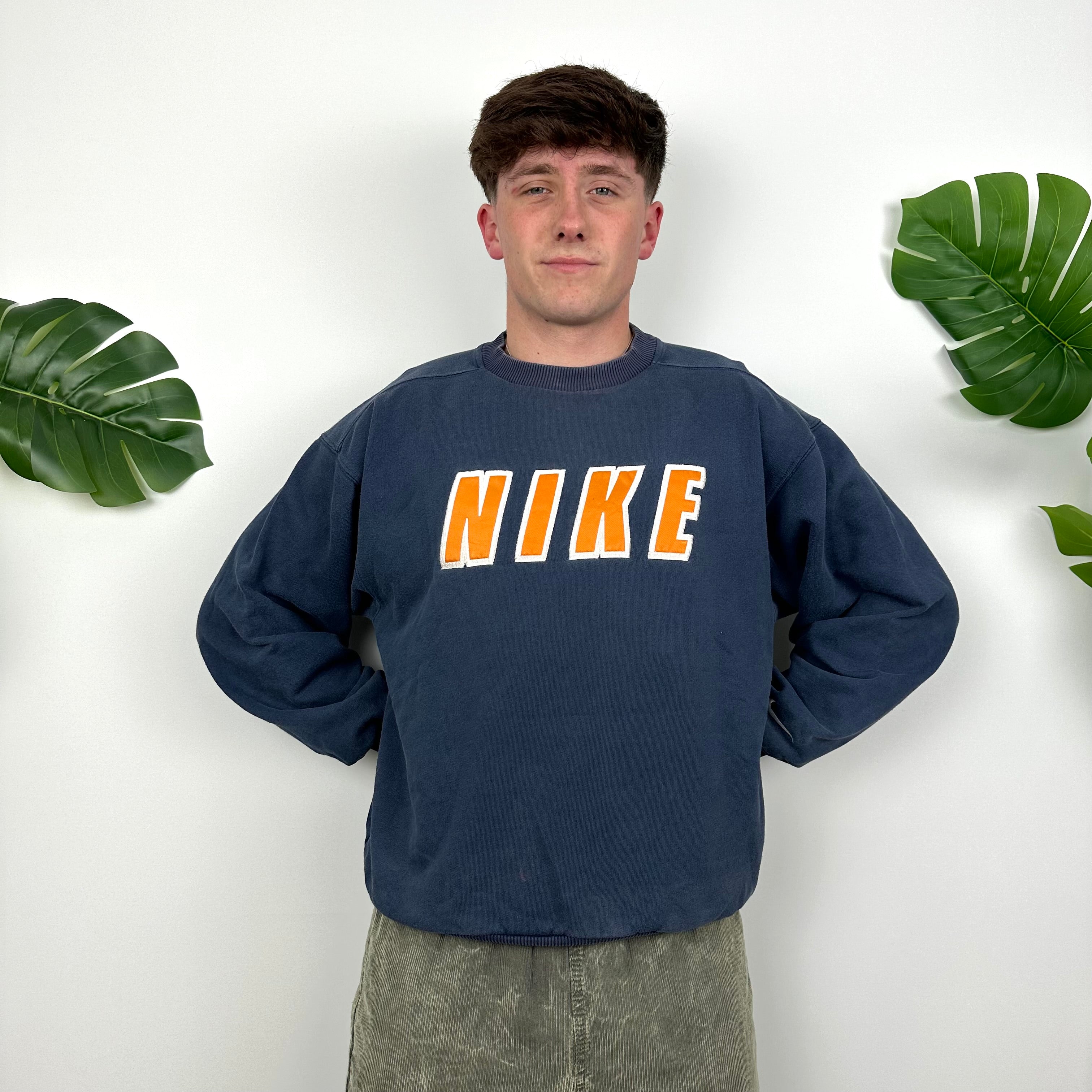 Nike Navy Embroidered Spell Out Sweatshirt (M)