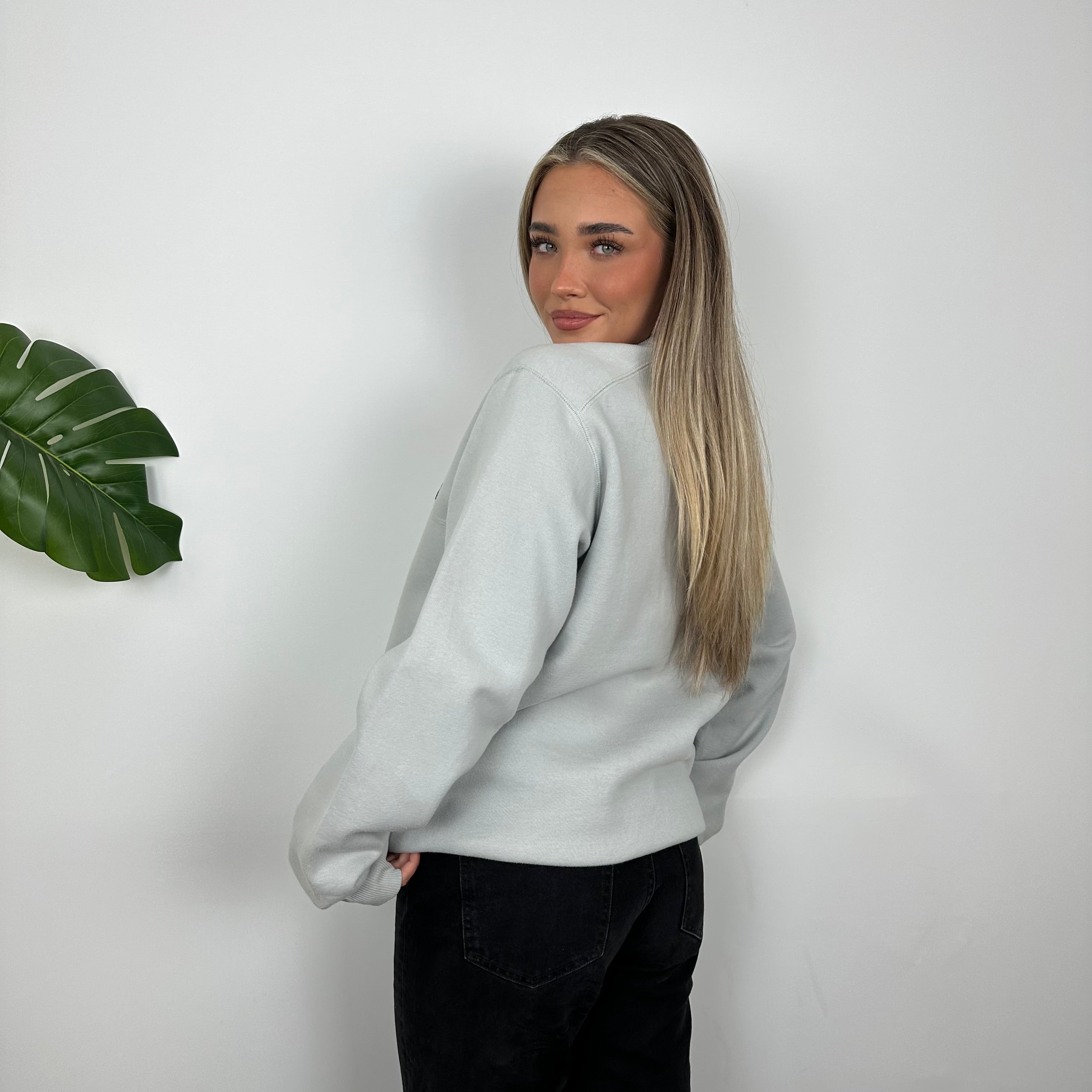 Adidas Grey Embroidered Spell Out Sweatshirt (L)